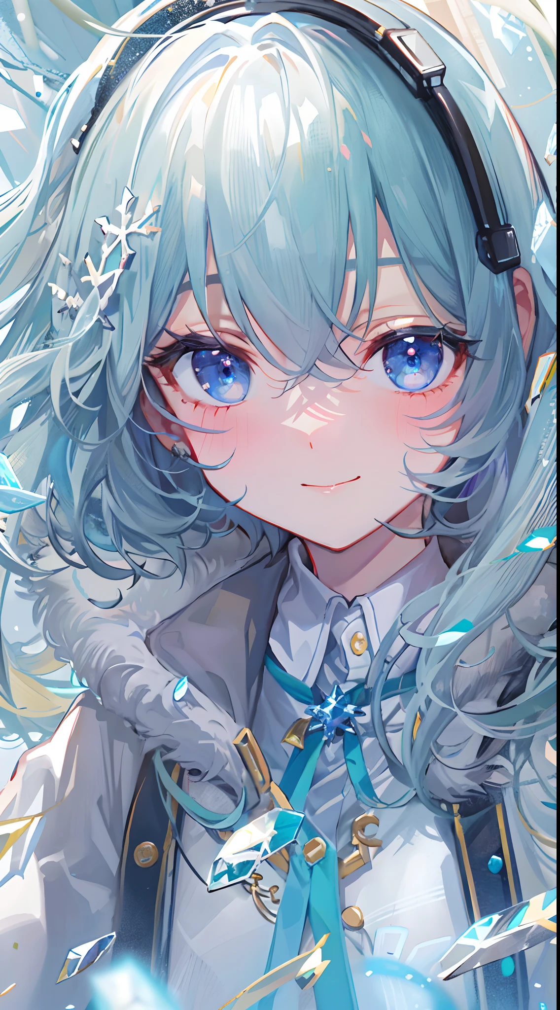 Green grass、((top-quality)), ((masterpiece)), ((ultra-detailliert)), (Extremely delicate and beautiful), girl with, 独奏, cold attitude,((Black jacket)),She is very(relax)with the(Settled down)Looks,A dark-haired, depth of fields,Evil smile,Bubble, under the water, Air bubble,bright light blue eyes,inner color with bright gray hair and light blue tips,,,,,,,,Cold background,Bob Hair - Linear Art, shortpants、knee high socks、White uniform like school uniform、Light blue ribbon ties、Clothes are sheer、Hands in pockets、Bright eyes like sapphire,Fronllesse Blue, A small blue light was floating、Upper Eyes、glass shards、Snowflake Hair Ornament、Smartphone Wallpapers