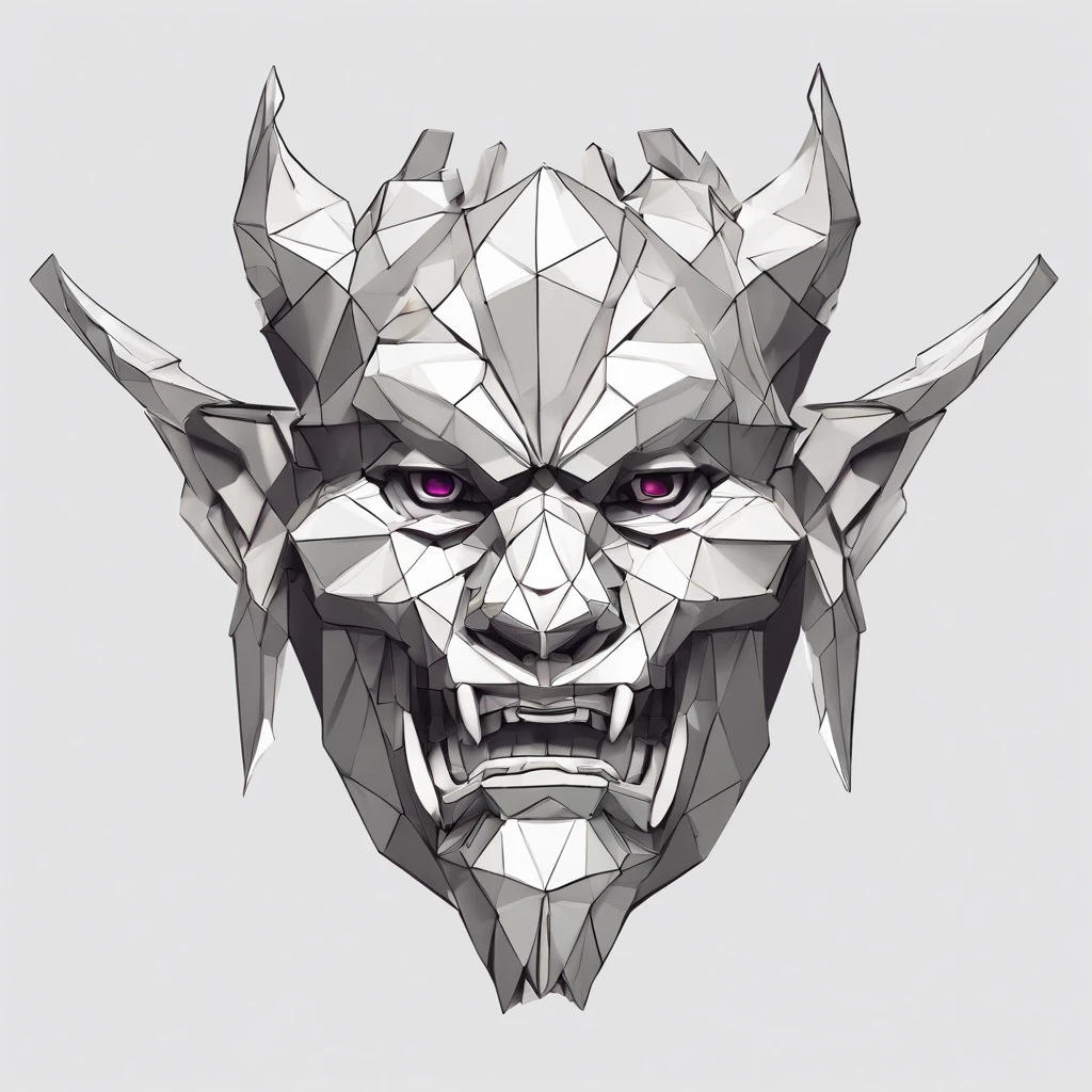 (best quality, highres),symbol of an oni head in a thin circle,white and black background,ultra-detailed,physically-based rendering,sharp focus,professional,vivid colors,bokeh,concept artists