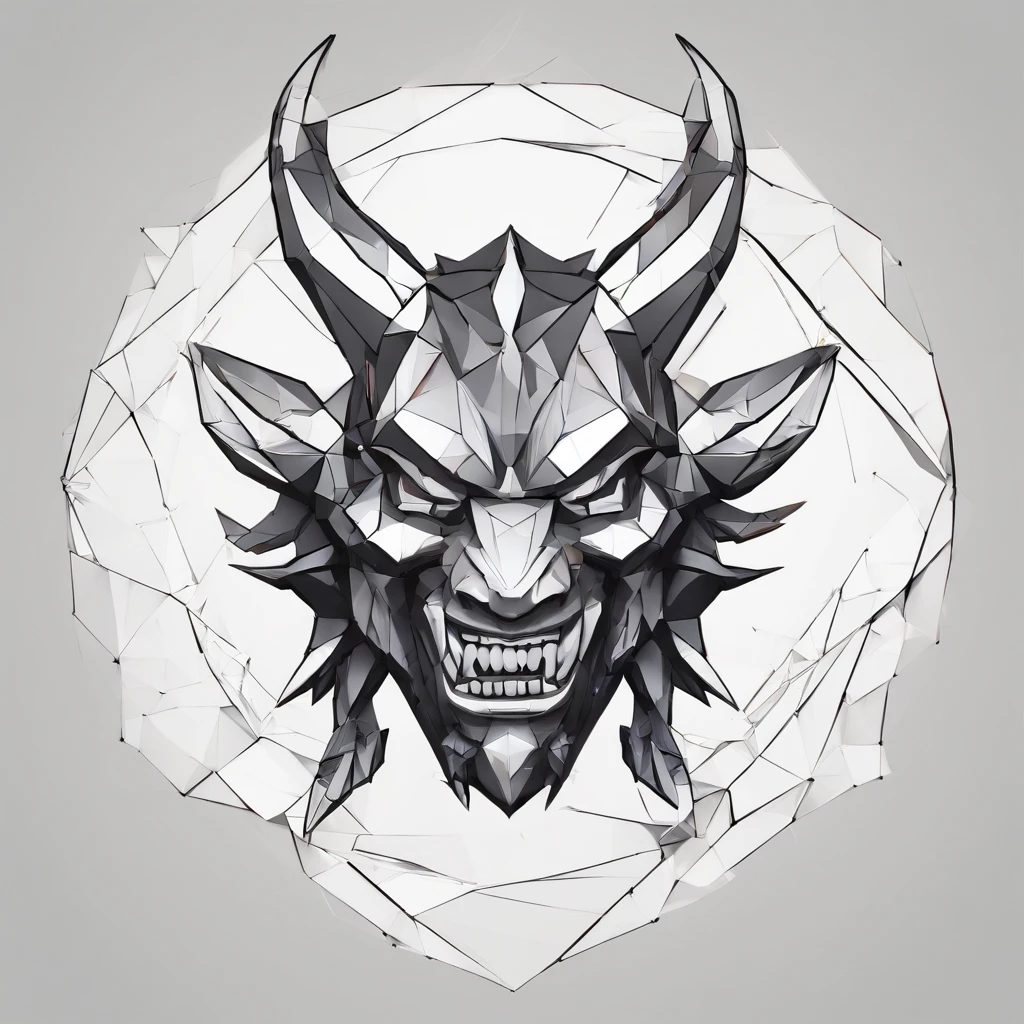 (best quality, highres),symbol of an oni head in a thin circle,white and black background,ultra-detailed,physically-based rendering,sharp focus,professional,vivid colors,bokeh,concept artists