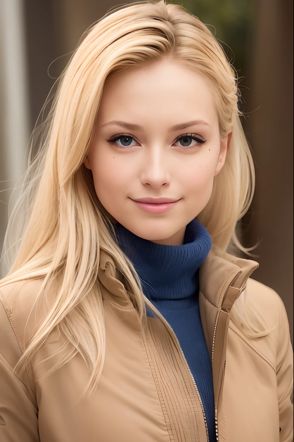 blonde woman in blue turtleneck sweater and tan jacket posing for a photo, beautiful blonde girl, beautiful blonde woman, blonde beautiful young woman, photo of a beautiful woman, very beautiful young woman, junge blonde frau, Blonde Frau, a beautiful blonde, beautiful young woman, beautiful female model, attraktive junge frau, Rollkragenpullover und Jacke tragen, a beautiful young woman