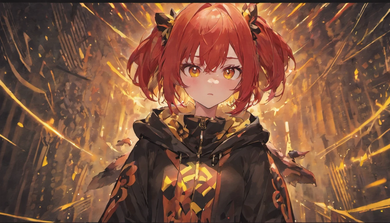 1 male human、Red-haired、Huge ass、black rubber suit、yellow eyes、short-haired、wide hips、Mokkori、Skunk ears、Skunk tail、tuxedo、Yellow hoodie