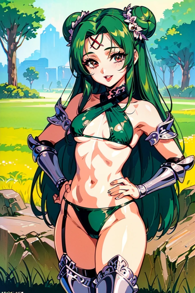 anime girl in a green bikini with a sword and roses, extremely detailed artgerm, like artgerm, seductive anime girl, anime goddess, ! dream artgerm, artgerm. anime illustration, artgerm on artstation pixiv, style artgerm, artgerm style, ig model | artgerm, top rated on pixiv