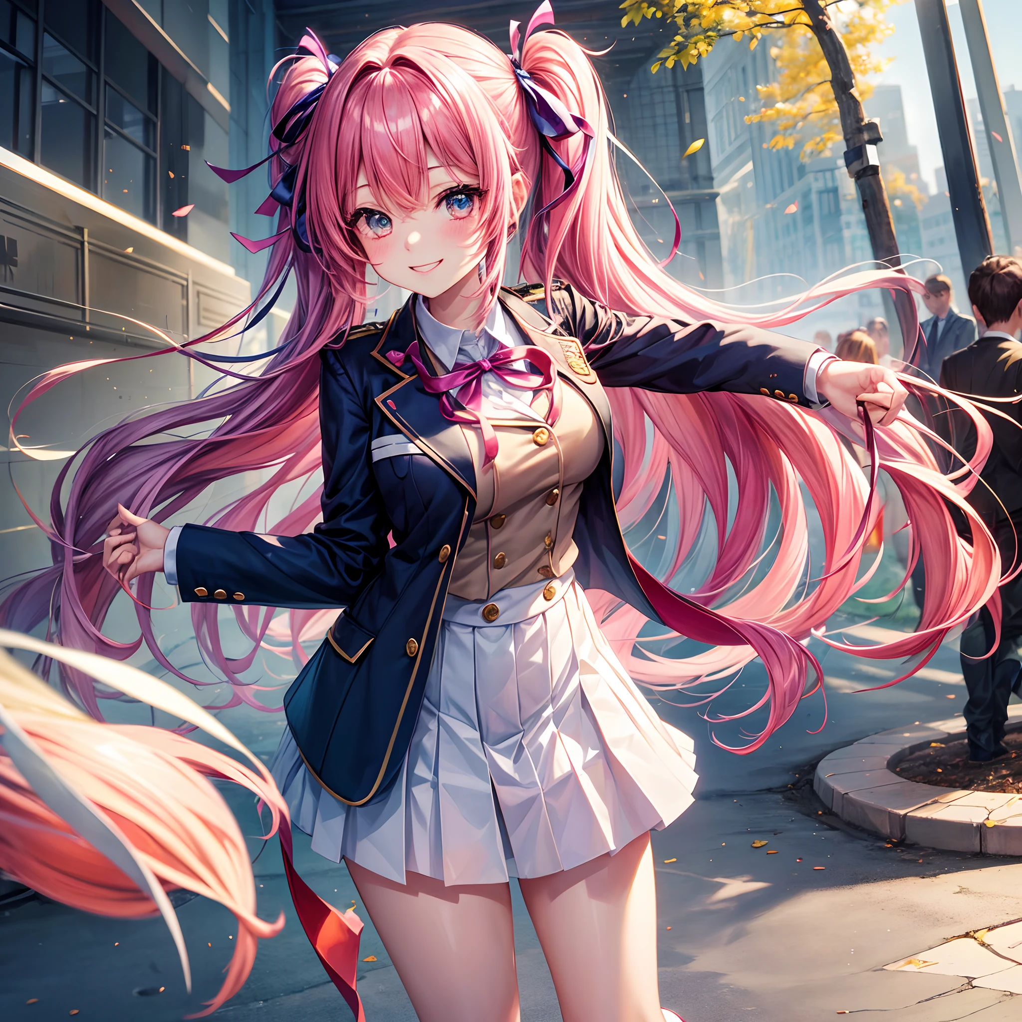 Beautiful girl with colorful hair,She is an angel.、It's Yandere,A smile,masterpiece,超A high resolution,Ribbon on uniform,Cute Blazer,Beautiful Beautiful Girl,Perfect Beautiful Girl,Excellent style,Loose socks,girl,