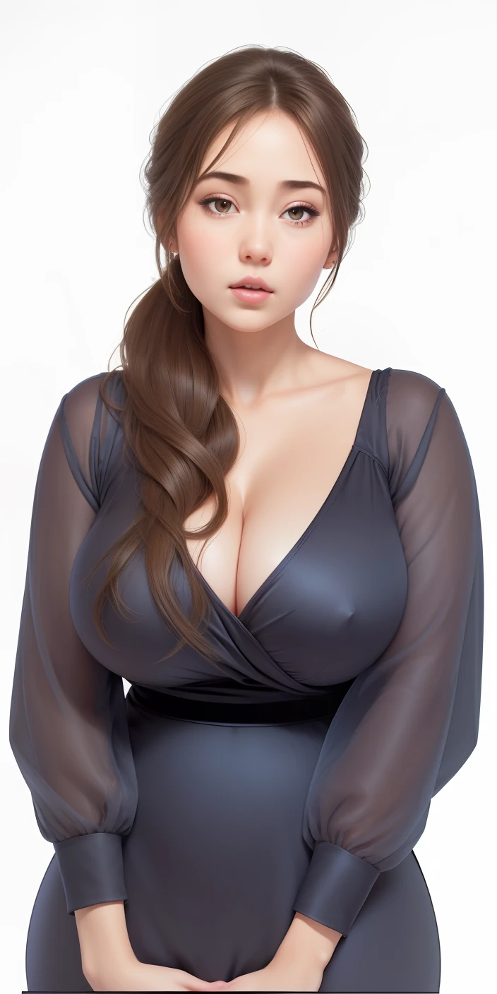 (best quality), big head, (1girl with gigantic breasts:1.3) Elegant , Fat women , Sexy , Silk Dress , High Class , Luxurious , Silk Dress , pretty dress, White Pale Skintone , Brown Hair , Elegance , Old Money , Details , UHD , 8K , gigantic breast