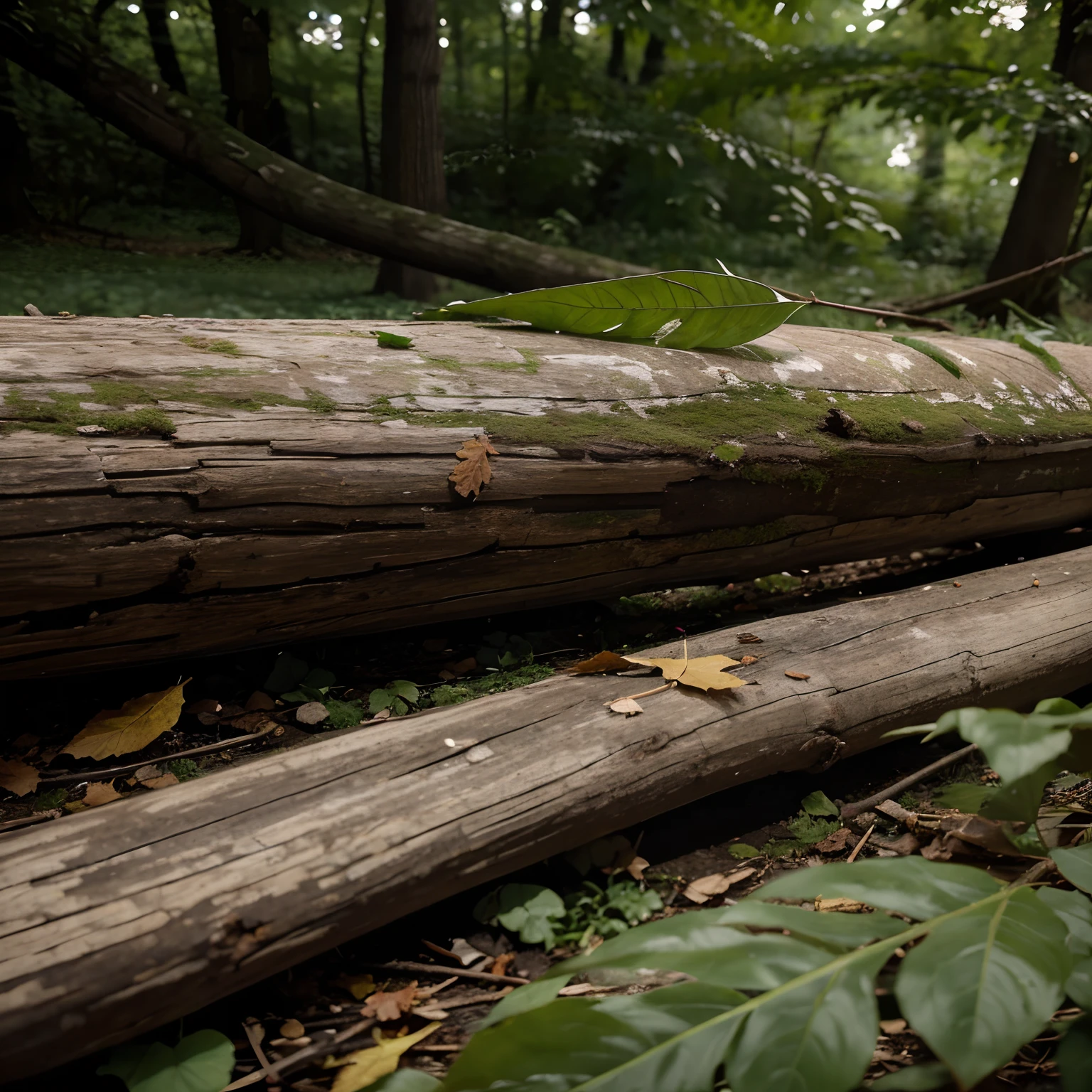 A fallen tree leaf in nature. Part of the leaf is dead and another part being revitalized by the force of nature itself.