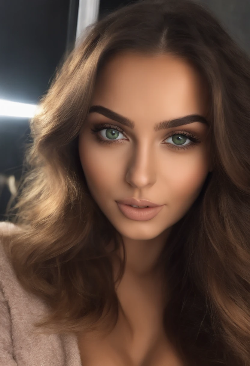 Femme arafed avec de gros seins, fille sexy aux yeux verts, Portrait Sophie Mudd, cheveux bruns et grands yeux, selfie of a young woman, Yeux de chambre, Violet Myers, sans maquillage, maquillage naturel, looking straight at camera, Visage avec Artgram, Maquillage subtil, Superbe photo du corps entier, piercing green eyes, Bel angle, fille mignonne, Image du corps entier, corps entier, Prise de vue du corps entier, brunette goddess, High detail, sexy pose, night club, parti, amusement