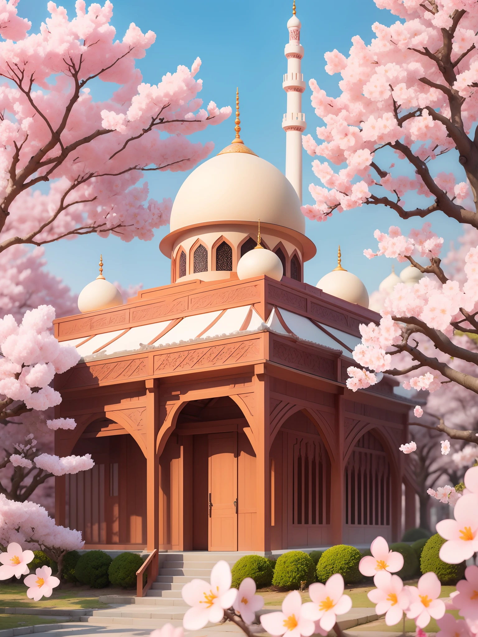(masterpiece),(best quality),(ultra-detailed), cherry blossoms, mosque
