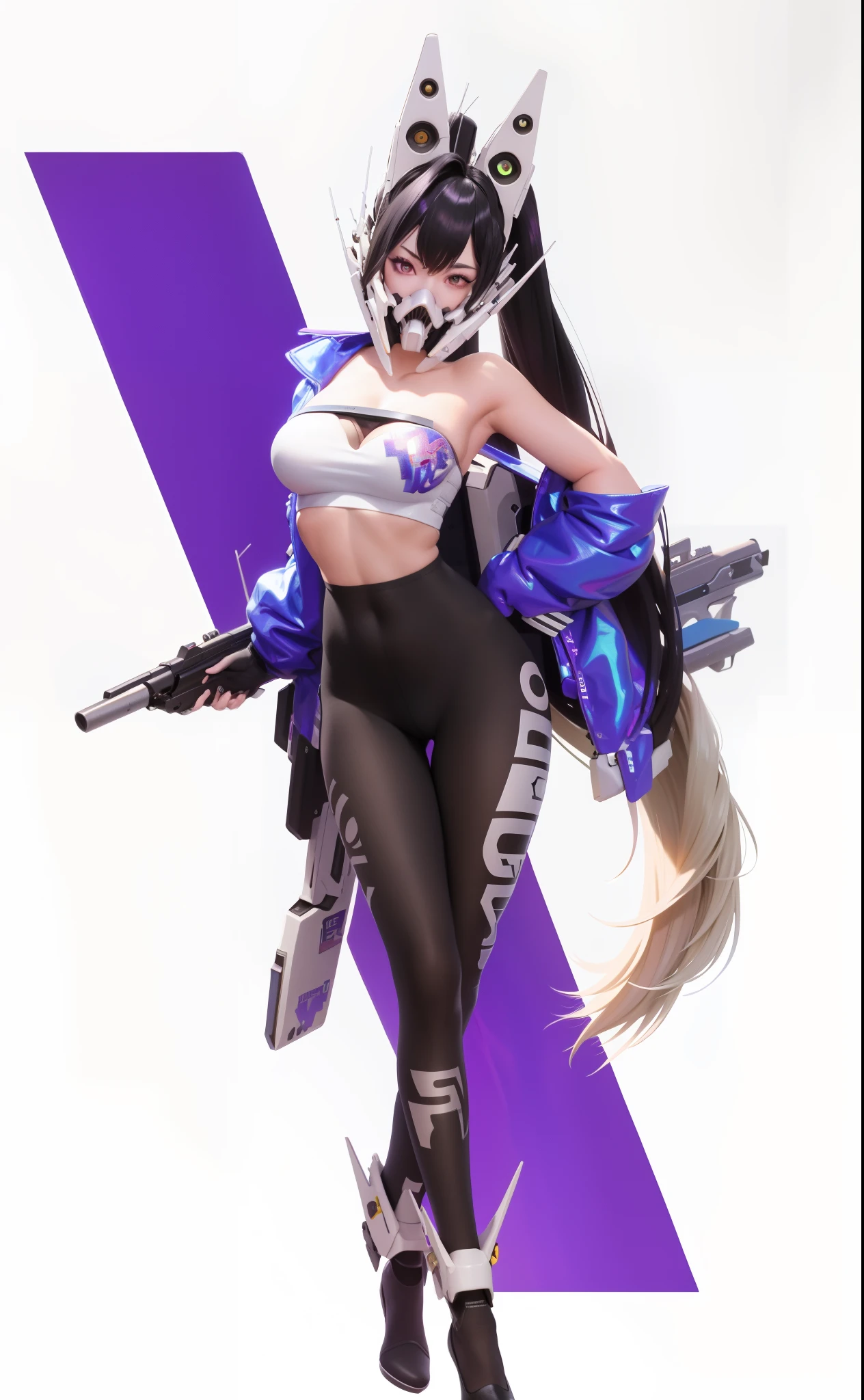 a close up of a woman in a costume holding a gun, rossdraws cartoon vibrant, rossdraws 2. 0, trending on cgstation, rossdraws 1. 0, digital cyberpunk anime art, cyberpunk 2077 rossdraws, overwatch style, ross tran style, :: rossdraws, overwatch fanart, anime cyberpunk art, from overwatch, kda, nikke sicharactern