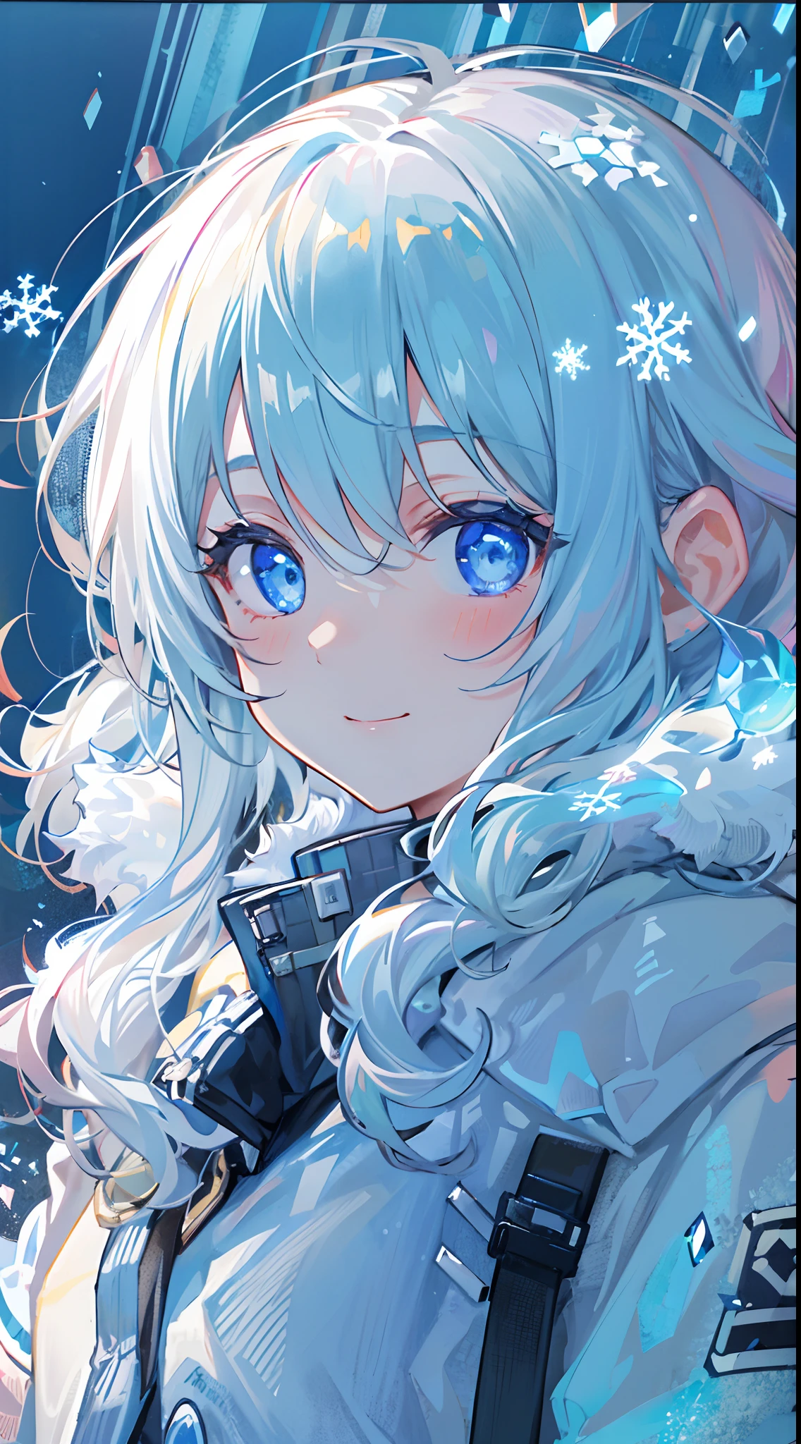 ((top-quality)), ((​masterpiece)), ((ultra-detailliert)), (Extremely delicate and beautiful), girl with, 独奏, cold attitude,((Black jacket)),She is very(relax)with  the(Settled down)Looks,A dark-haired, depth of fields,Evil smile,Bubble, under the water, Air bubble,bright light blue eyes,inner color with bright gray hair and light blue tips,,,,,,,,Cold background,Bob Hair - Linear Art, shortpants、knee high socks、White uniform like school uniform、Light blue ribbon ties、Clothes are sheer、Hands in pockets、Bright eyes like sapphire,Fronllesse Blue, A small blue light was floating、Upper Eyes、glass shards、Snowflake eyes、fantastic eyes