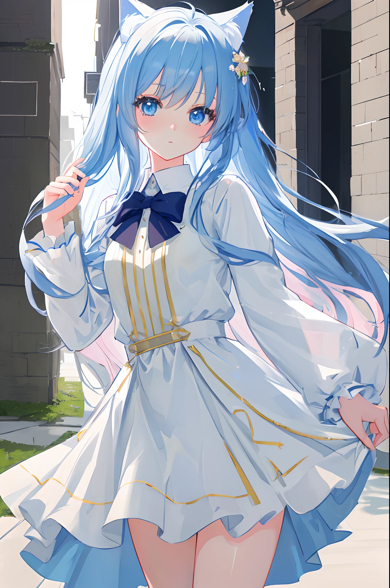 (best qualtiy,Masterpiece), tsunadens, Solo, ,anime girl with blue eyes and a cat ears, small curvaceous loli, Anime moe art style, anime visual of a cute girl, seductive anime girls, loli in dress, Anime waifu, Digital anime illustration, Cute anime girl, ecchi anime style, pretty anime girl, attractive anime girls, anime best girl, An anime girl, Splash art anime loli beautiful detailed girl, Extremely detailed eyes and face, Beautiful detailed eyes,Detailed light, Cinematic lighting, Lens flare, light  leaks, Sunlight , Shine , beautiful detailed glow,absurderes, unbelievable Ridiculous, hugefilesize , Ultra-detailed, A high resolution, Extremely detailed,Best quality ,Masterpiece, illustration, An extremely delicate and beautiful, Extremely detailed ,CG ,Unity ,8K wallpaper, Amazing, finedetail, Masterpiece,Best quality,offcial art,Extremely detailed Cg Unity 8K wallpaper,