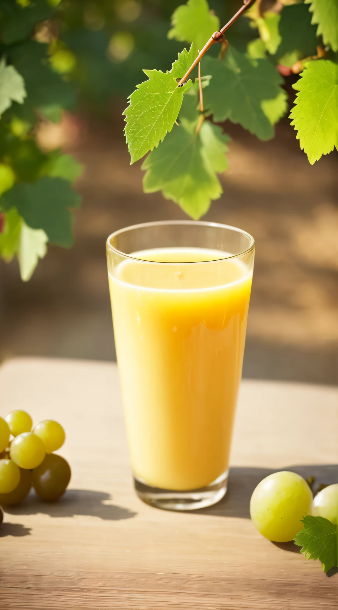 There is a glass of juice next to the grapes, No straws are inserted,Full of life, Full of light, focus on full - body, full of greenish liquid, Full of nature, Full of details, full frame image, Lifelike, f / 2 0, and the sun was shining brightly, Full shot ( FS ), full of goo, Unlimited juice, Slice of life,Photography level