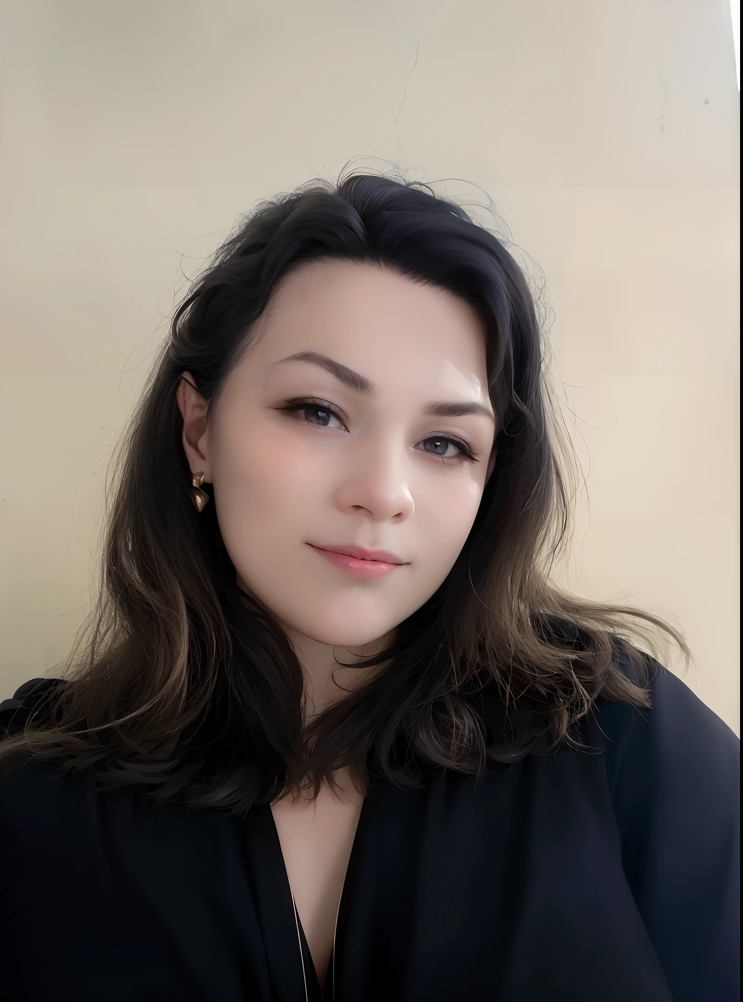 there is a woman with long hair and a black shirt, Directed by: Nandor Soldier, retrato frontal, photo of džesika devic, imagem de perfil, foto de perfil profissional, imagem retrato, fernanda suarez, Moleksandra Shchaslyva, Alina Ivanchenko, Foto de uma mulher, Andou na escola chatzipanagiotou