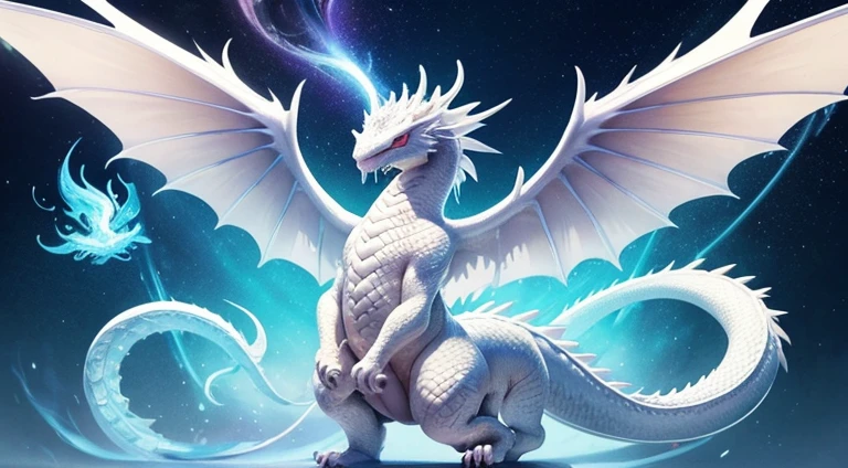 I created an illustration of a white dragon god。Long as a snake、Heading-up、Thang Long、Sunny Day、spiritual、Spirit、chakra、Spiritual world、Fantastical、There is one long tail on the head、Gracefully extended wings、Spiky spines、Upper body only、Very bright background、