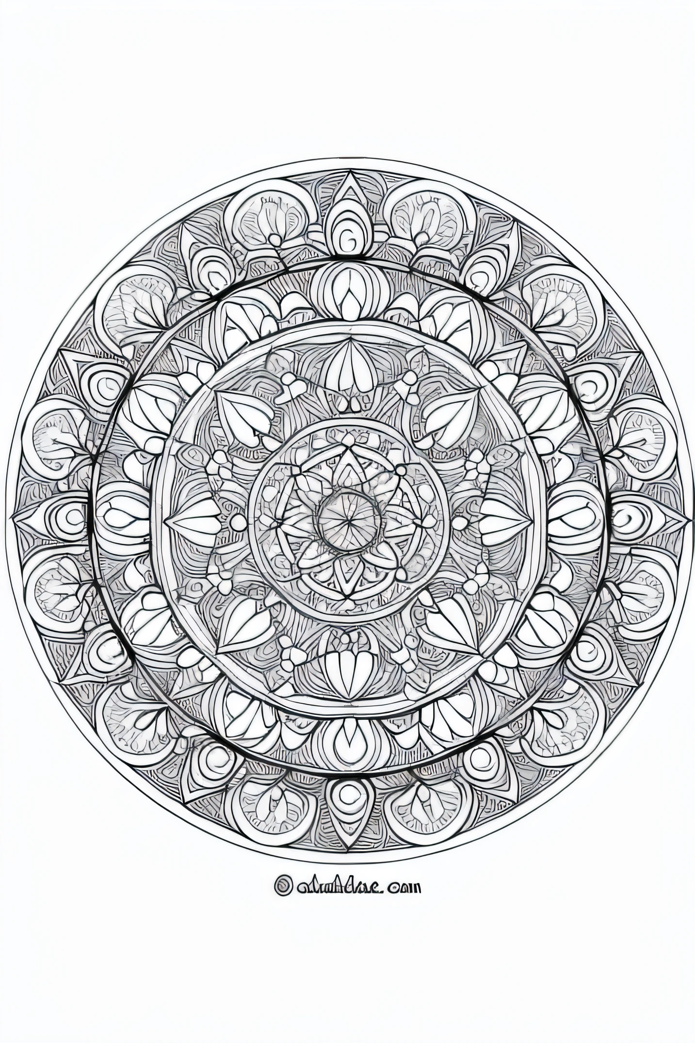 cat coloring page without filling, very thin lines, mandala style