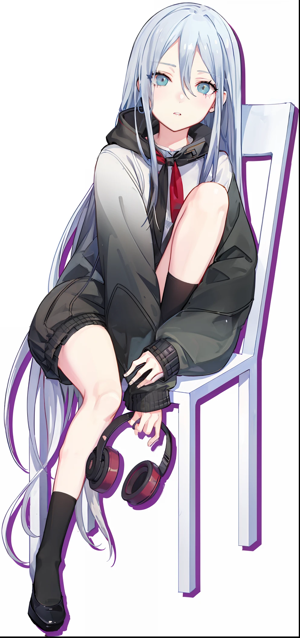 Anime girl sitting in a chair, from girls frontline, the anime girl is crouching, digital art from danganronpa, girls frontline style, high-heels. anime style at pixiv, Gapmoe Yandere, yandere. tall, Fine details. girls' frontline、masturbation、エロ、barechested