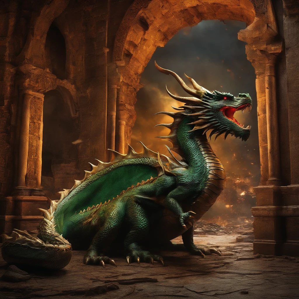 The dragon fell in a city destroyed by war
