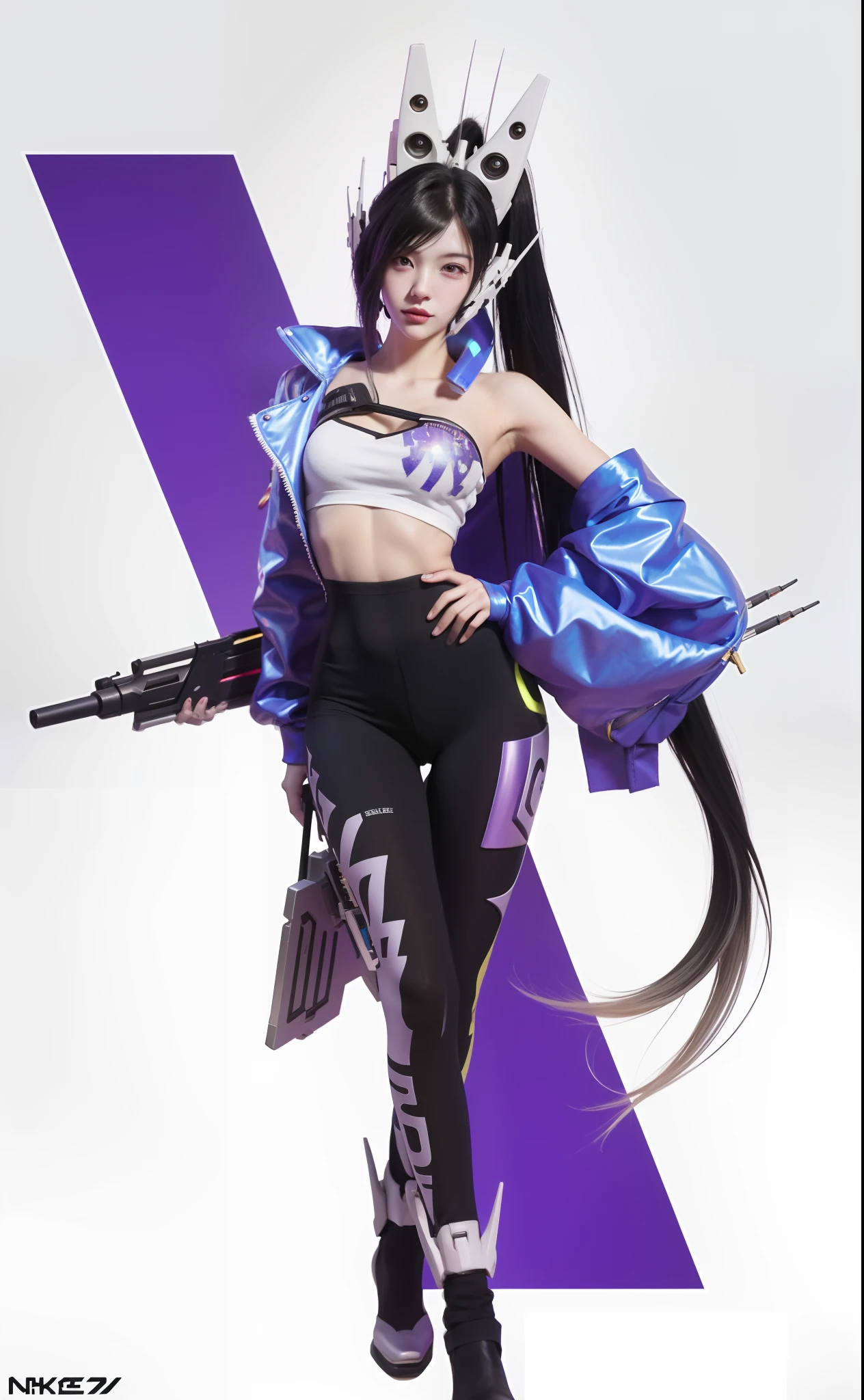 a close up of a woman in a costume holding a gun, rossdraws cartoon vibrant, rossdraws 2. 0, trending on cgstation, rossdraws 1. 0, digital cyberpunk anime art, cyberpunk 2077 rossdraws, overwatch style, ross tran style, :: rossdraws, overwatch fanart, anime cyberpunk art, from overwatch, kda, nikke sicharactern