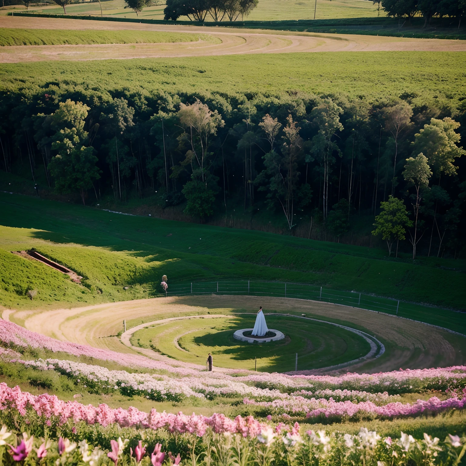 Crie uma linda imagem realista de um campo cheio de flores