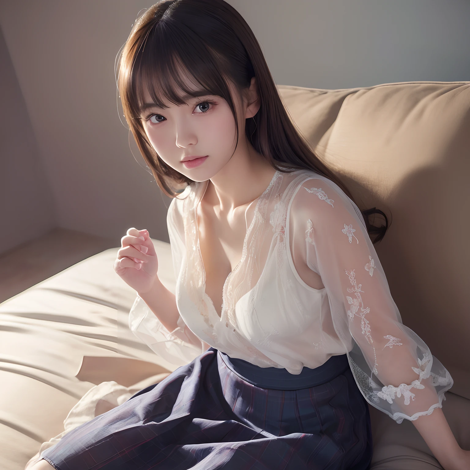(Best Quality,4K,8K,hight resolution,masutepiece:1.2),Ultra-detailed,(Realistic,Photorealistic,Photorealsitic:1.37),cute-style,skirt by the,dian,Dribbling High Detail 8K,Studio Lighting - V 6, Real life girls, portrait of a japanese , Sheer clothes