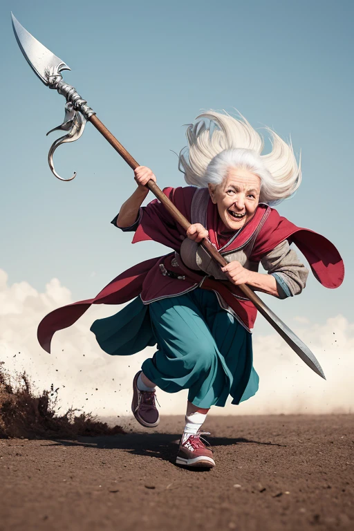 high-level image quality Run at high speed old women large sickle on the back
