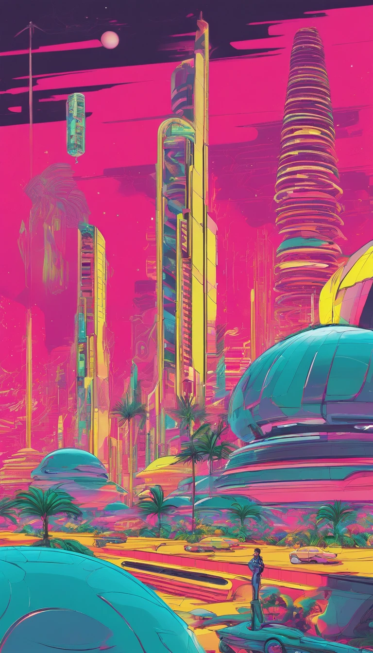 Hiroshi Nagai,sea side,Palm trees,retrofuturism, Street (((soviet union)))), The future of utopia, android, Flying Droid, Overgrown buildings, Winters, (starry nights), Neon light, 4K, wall-paper,科幻小说,illuminating,Environmental concept art&designs,digital。.3D,Character modeling,。.3D,Real Stick,Textured,.CGI,environment,((Simon Starenhug)),Concept,Environmental concept art&designs,nffsw