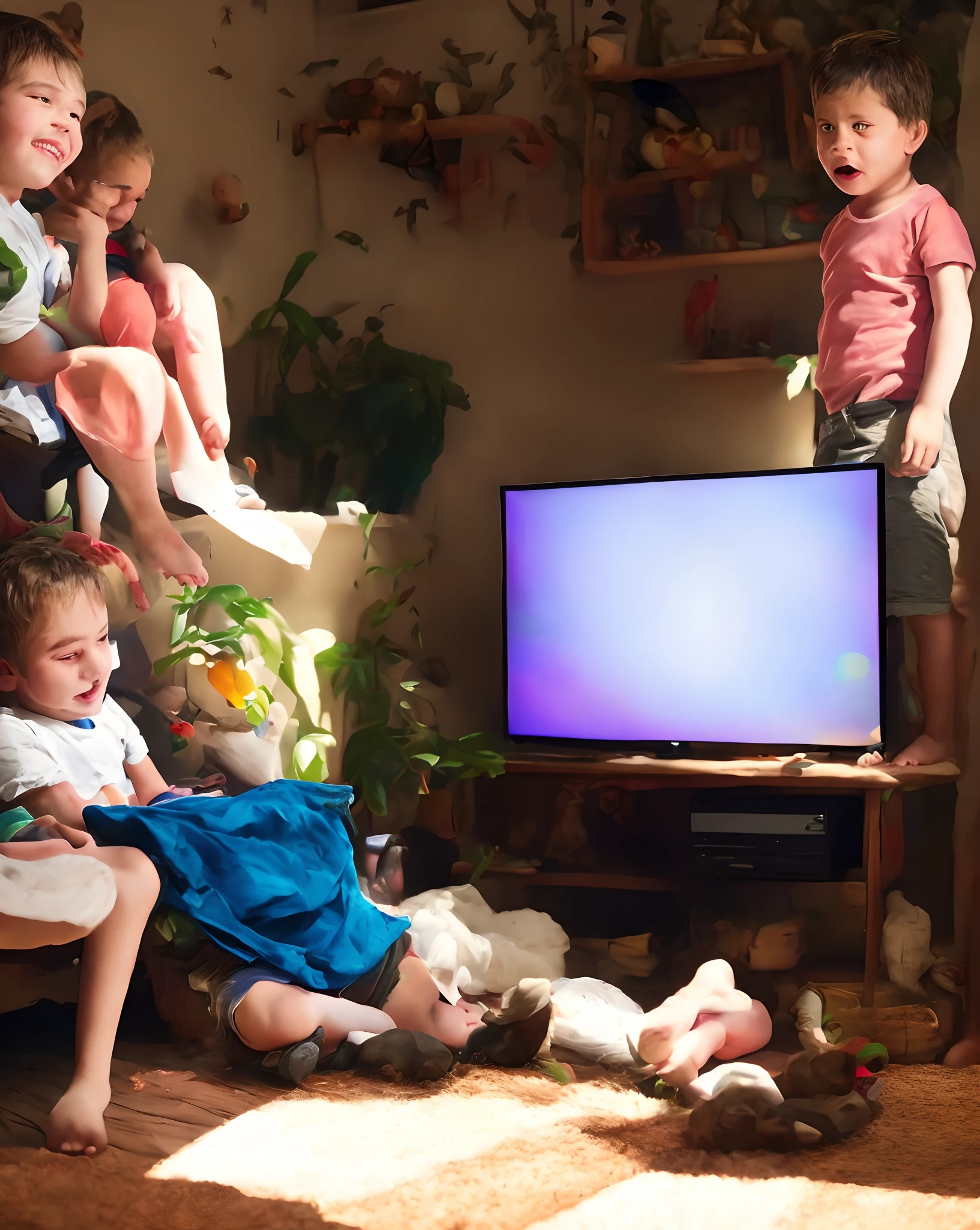40-year-old father, 9-year-old son, jugando juegos de mesa futurista, el juego es un holograma, muy colorido, Neones 1:5, juego detallado, las fichas flotan, brillos 1:2, bright illumination, juego detallado, juego 8k, Altamente definido, rostro detallado, cabello detallado, gueo, produce dest3ellos de luz, rostros detallados, poros visibles, iluminacion calida, brillante, rostros definidos