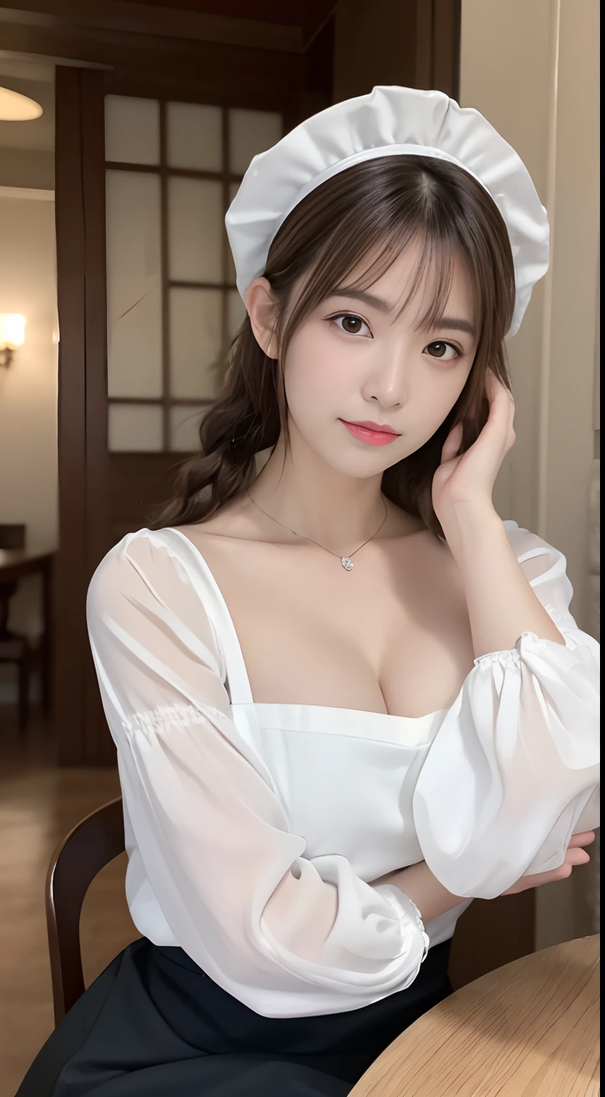 ((highest quality, 8K, masterpece :1.4)), highest real,Sharpness:1.3, Perfect Body Beauty:1.4,(pureerosface_v1:0.008), ((super real,best quality)),(soft lighting),super detailed face,top-quality,SUPER high resolution,Extraordinary beautiful girl,Detailed cute and beautiful face,facial hairs,Bangs that extend to the face,Bangs between the eyes,eye liner,Lush bust,fine eyes, double eyelid,((In-focus image,no blur)),,(((alone girl))),fine detail,highly detailed face and eyes, (cute face:1.6), my sister,18years old,(huge breasts:1.8,beautiful areola,small areola),(Clear colours,Vivid depiction)----((NSFW:1.5))----------((make eye contact with the audience)),((Composition from the avobe:1.2)),-----(Inside the hospital, bright room, Marble floors, white concrete walls,large windows, sunlight shines in),(Beautiful BROWN hair:1.2, long Hair:1.2,CUTE HAIR STYLE),-----(SMILE FACE:1.4),PAIZURI:1.5.(((long penis, breasts blowjob:1.2)), (( penis is between breasts:1.2)),((Close your breast with both hands))),------(Squatting:1.4,arched back:1.3,place both hands on breasts:1.2),((close up face:,upper body)),-----((Real short nurse uniform:1.2, white nurse uniform:1.2, white nurse cap:1.2)