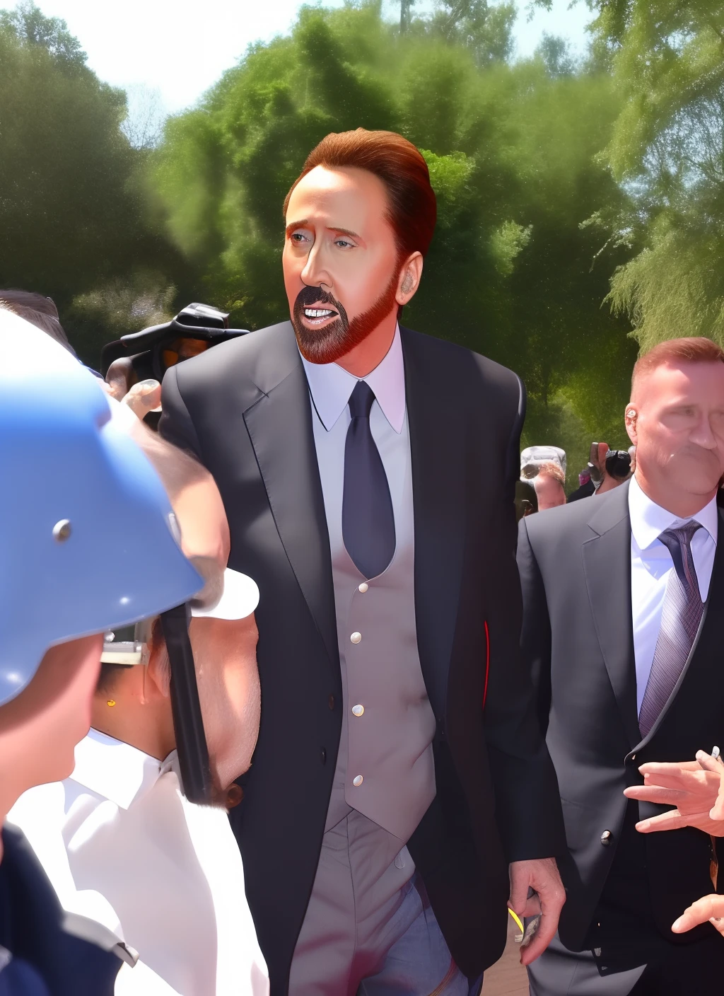 Nicolas cage causing a public disturbance