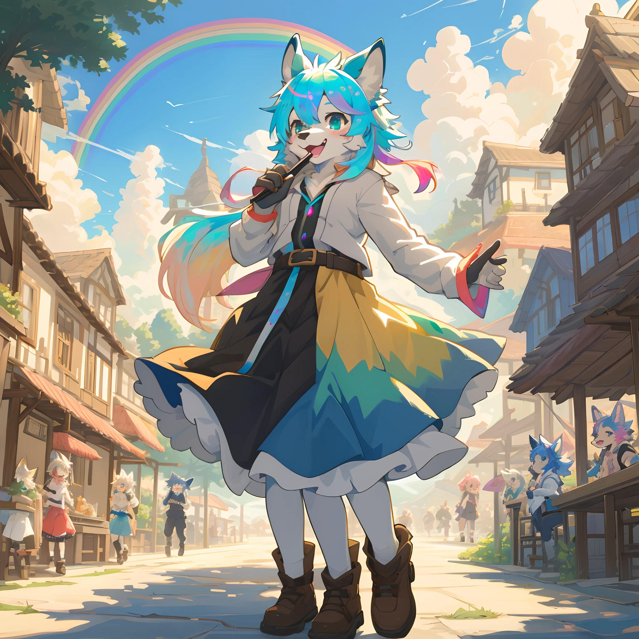 cover_page, highres, top quality, best quality, paid reward available, High-quality illustrations, unparalleled masterpiece, perfect artwork, absurdres, super high resolution, detailed background, rainbow opal, 6+boys, 6+girls, Happy, joyful(Photos of solo travelers)(kemono, furry anthro),