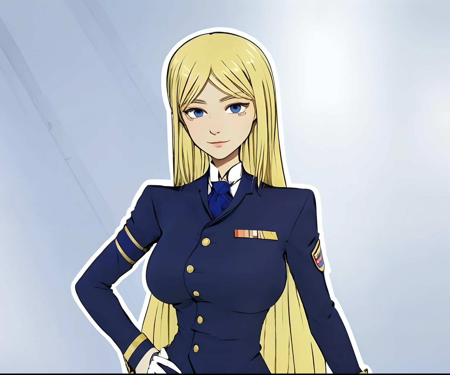 white woman, blonde, long hair, slim body, military uniform, european, tall