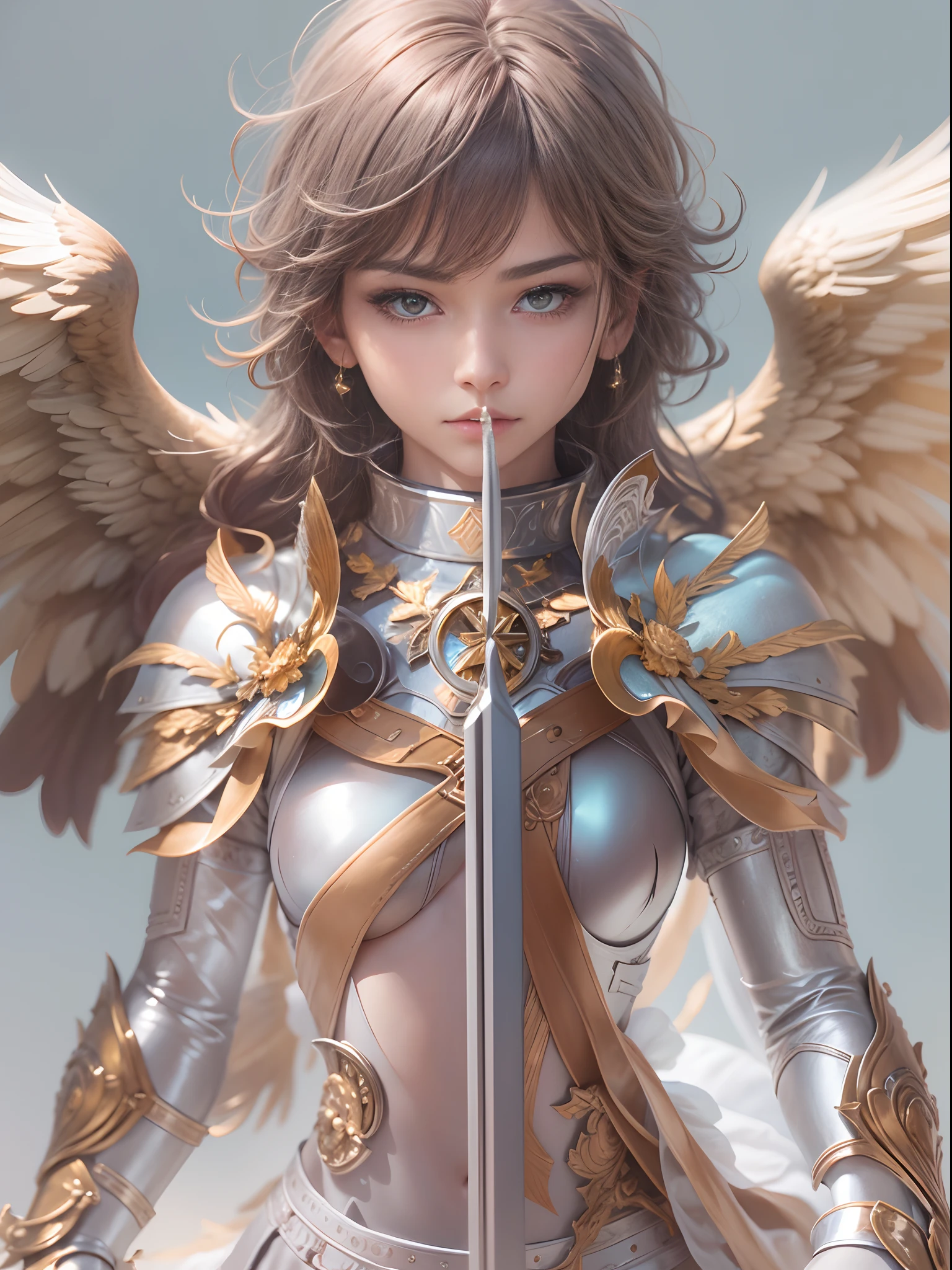 Archangel Michael、The Four Archangels、masutepiece,Best Quality,ultra-detailliert,hight resolution,hight resolution,4K,Portrait in 4K,8K,8K Portrait,Unity 8k壁纸,extremely details CG,Realistic,Raw photo,Real person,a portrait photo of,Photorealistic,Shiny skin,Detailed skin,
