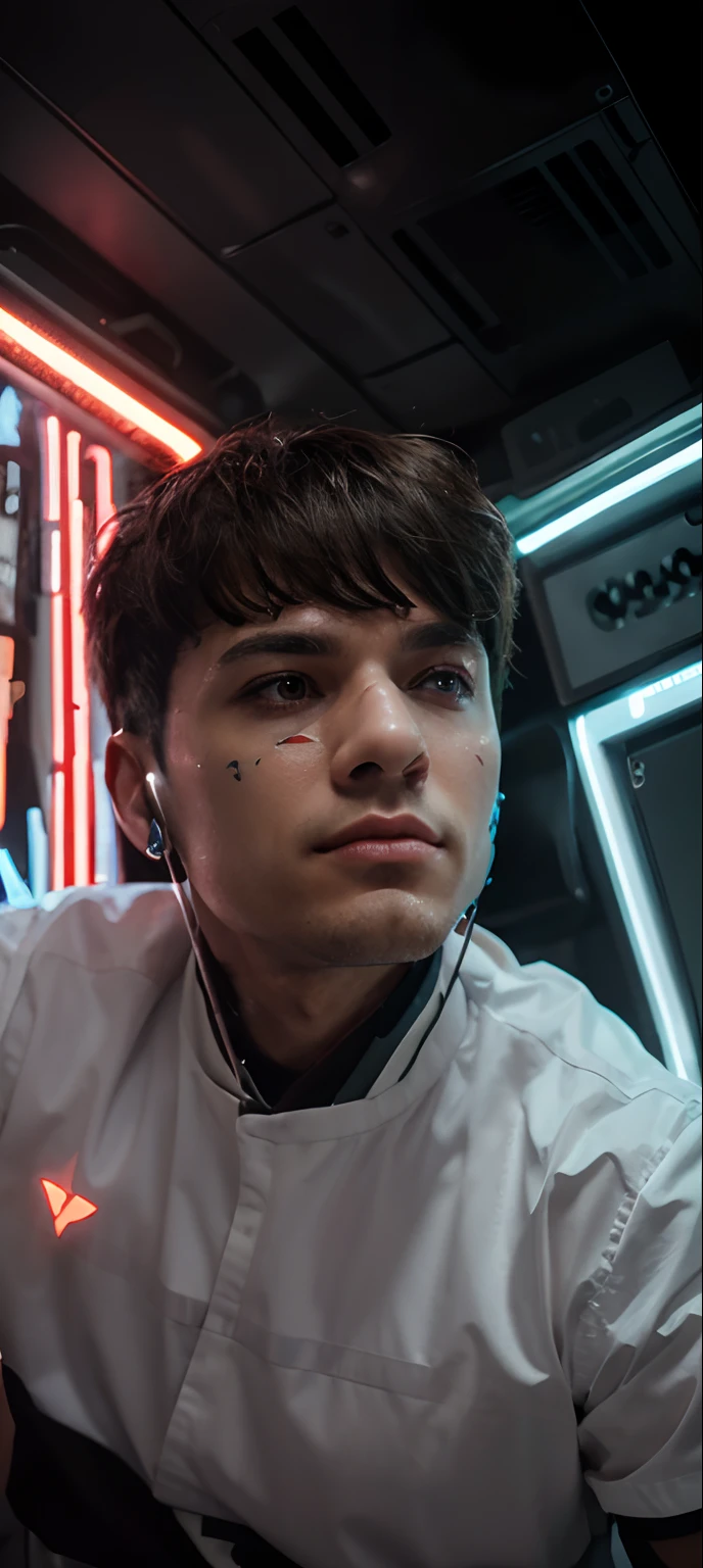 Change background cyber punk, ultra hd ,handsome, realistic face