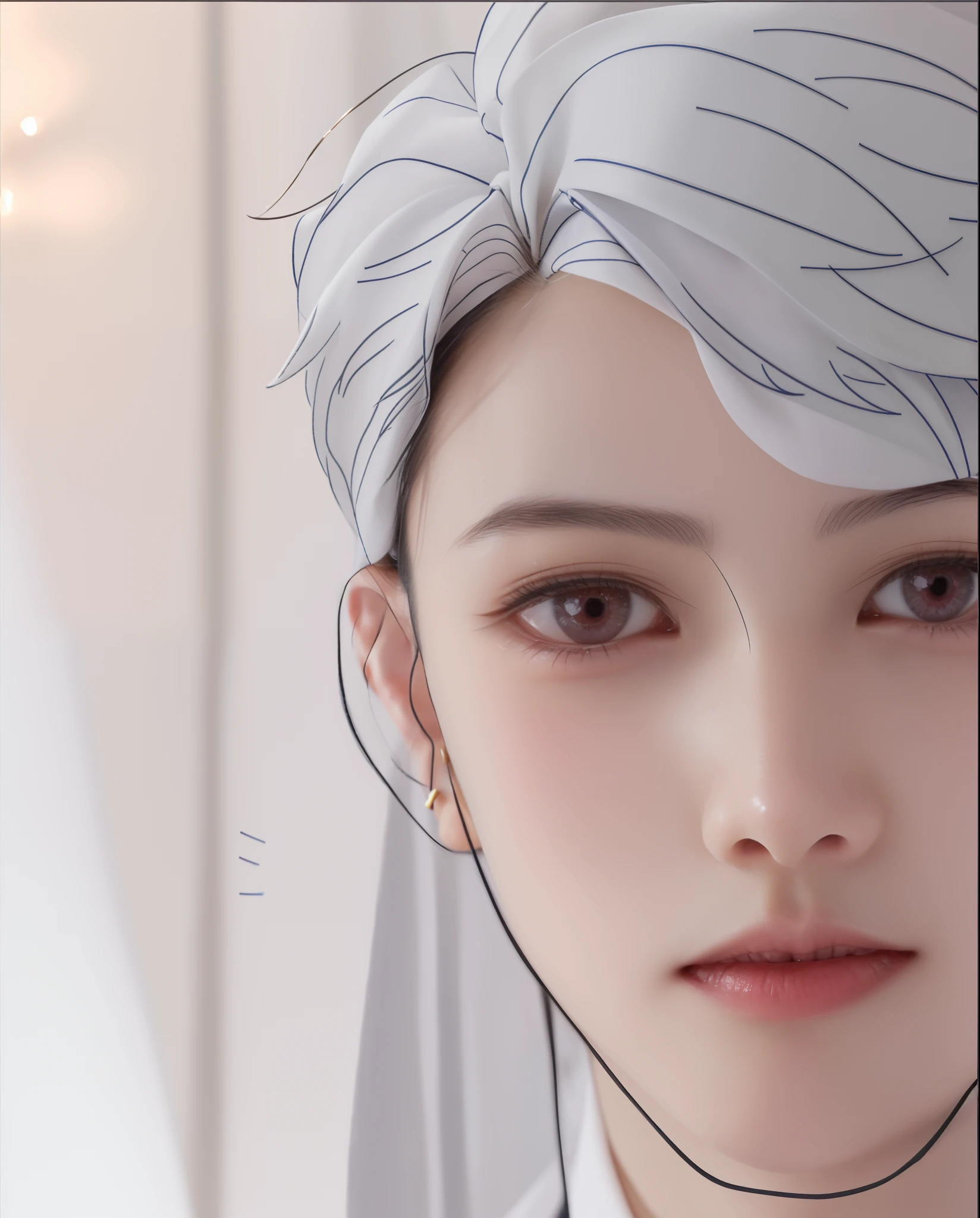 a close up of a person with a tie and a shirt, delicate androgynous prince, inspired by Bian Shoumin, his eyes look wise, inspired by Ma Yuanyu, clear cute face, he has dark grey hairs, beautiful androgynous prince, his eyes are red and glowing, cai xukun, it has a piercing gaze, charming sly smile