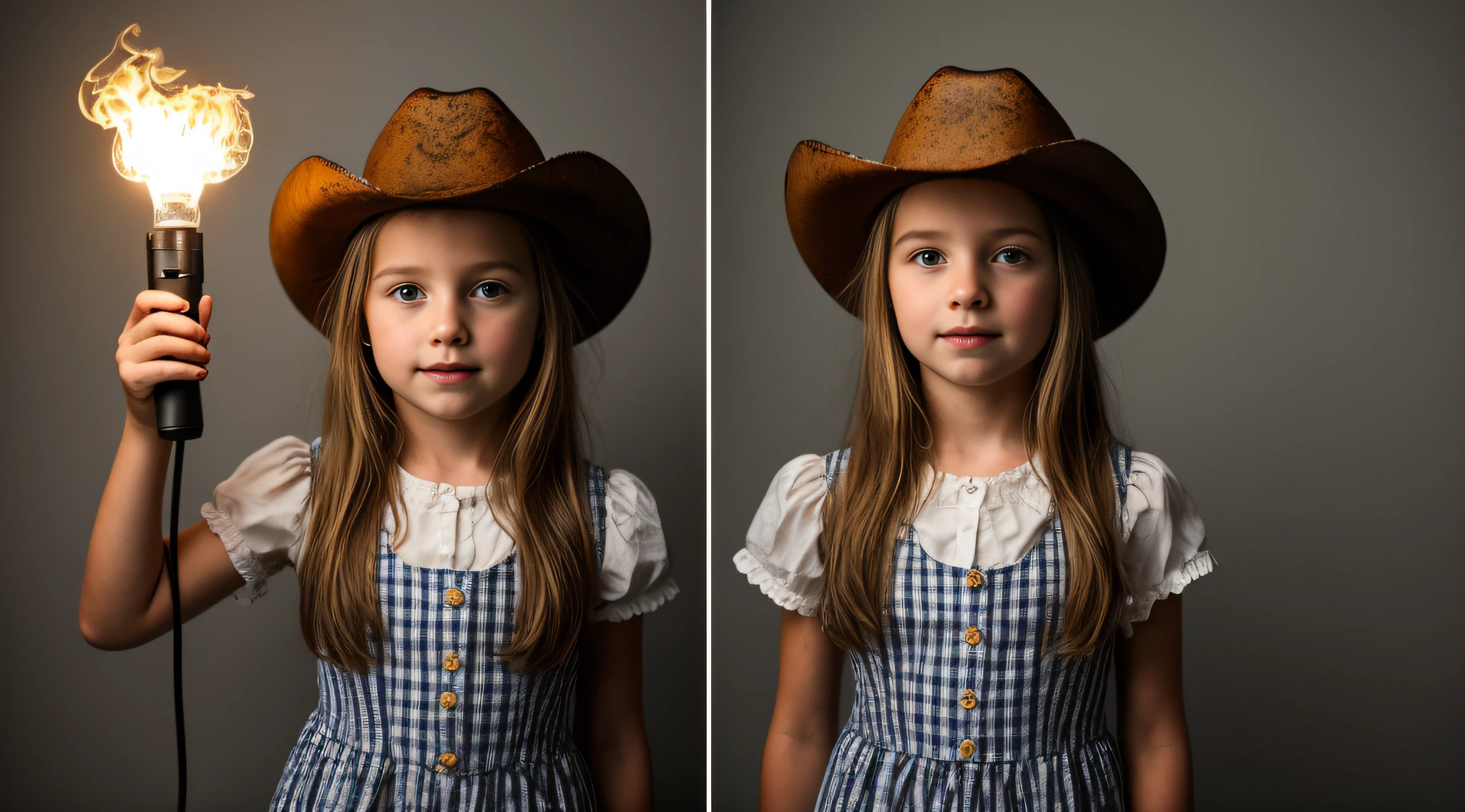 BLOND girl in a cowboy hat holding a flashlight GREENlight and fire, segurando uma lanterna, Vaqueira, menina sob lanterna, Cowgirl ocidental, vestido como um xerife ocidental, vaca-menina, jovem menina em roupas steampunk, Female cowgirl, Menina, Directed by: Linda Sutton, barnet, Uplighting, foto da menina, wearing a cowboy hat, next gen, retrato menina robusta