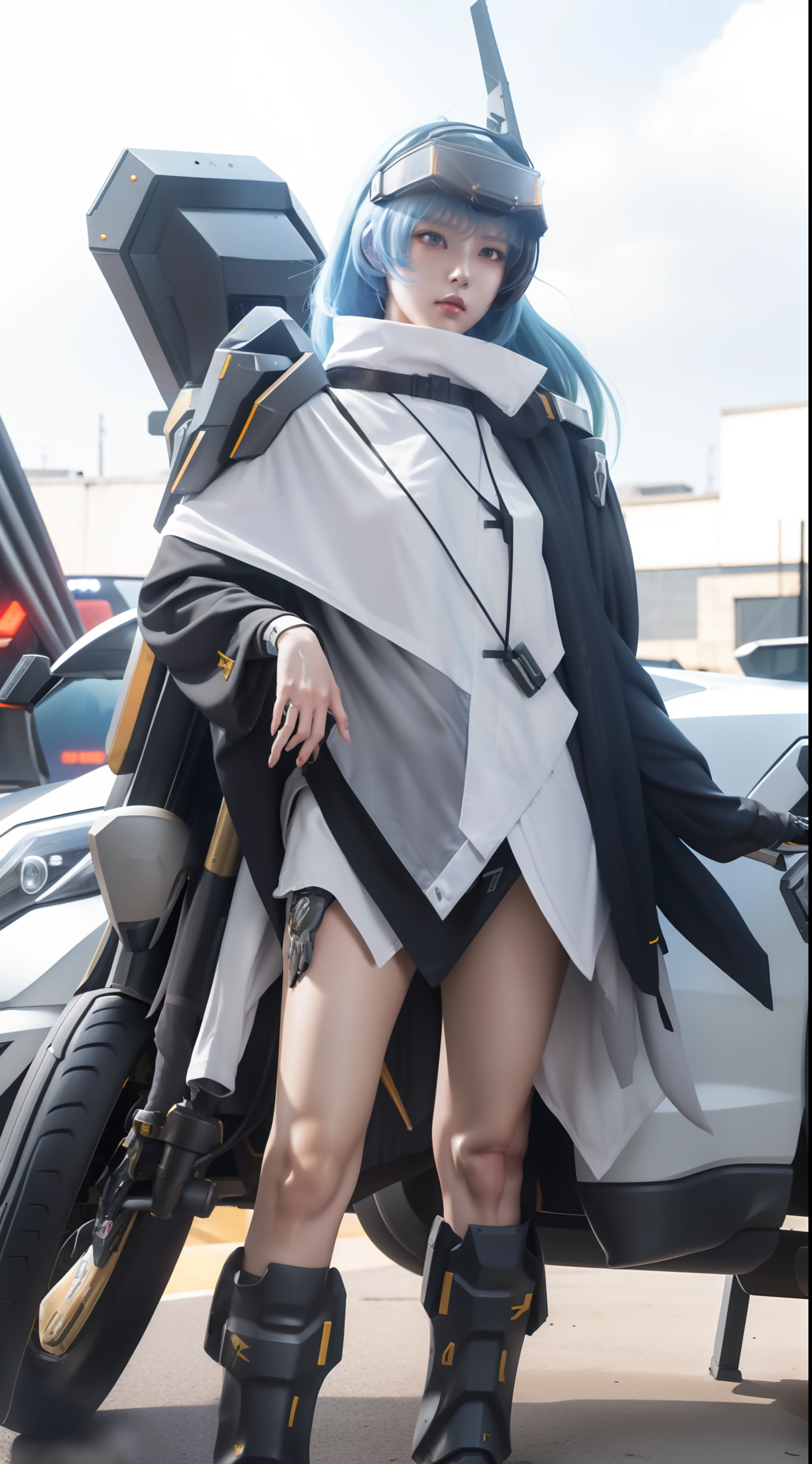 anime character with a gun and a helmet on standing next to a vehicle, fine details. girls frontline, cyberpunk anime girl mech, from arknights, cushart krenz key art feminine, best anime 4k konachan wallpaper, from girls frontline, girl in mecha cyber armor, mechanized valkyrie girl, guweiz