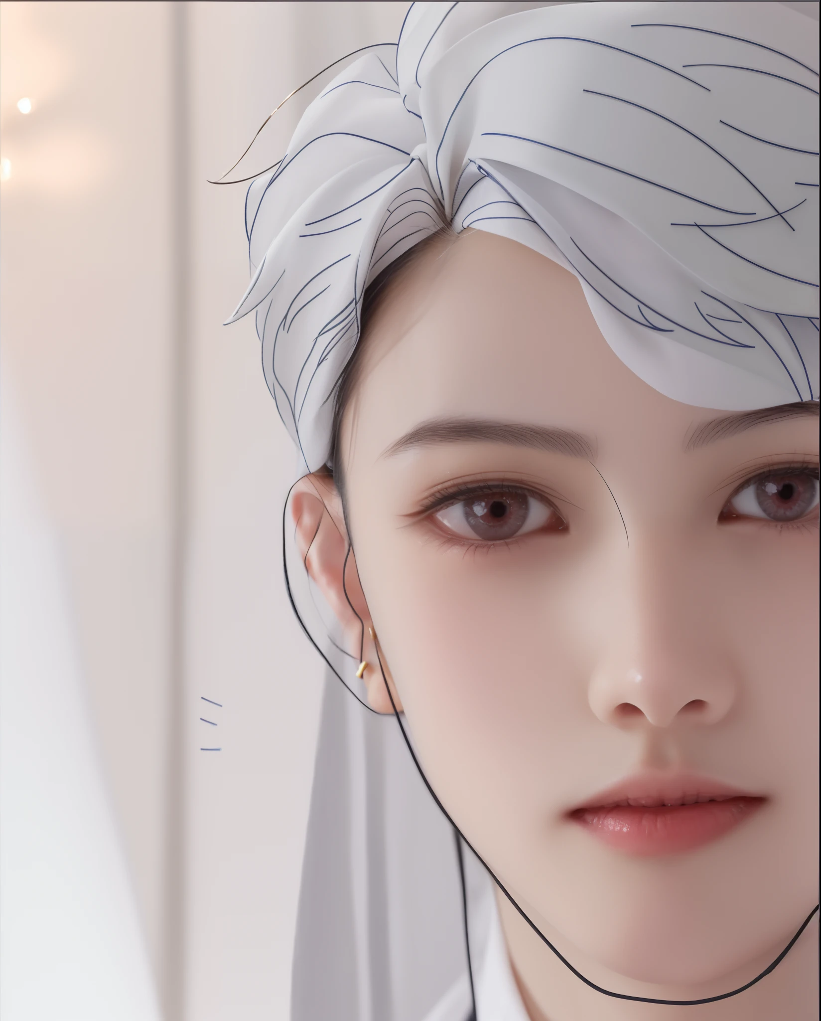a close up of a person with a tie and a shirt, delicate androgynous prince, inspired by Bian Shoumin, his eyes look wise, inspired by Ma Yuanyu, clear cute face, he has dark grey hairs, beautiful androgynous prince, his eyes are red and glowing, cai xukun, it has a piercing gaze, charming sly smile