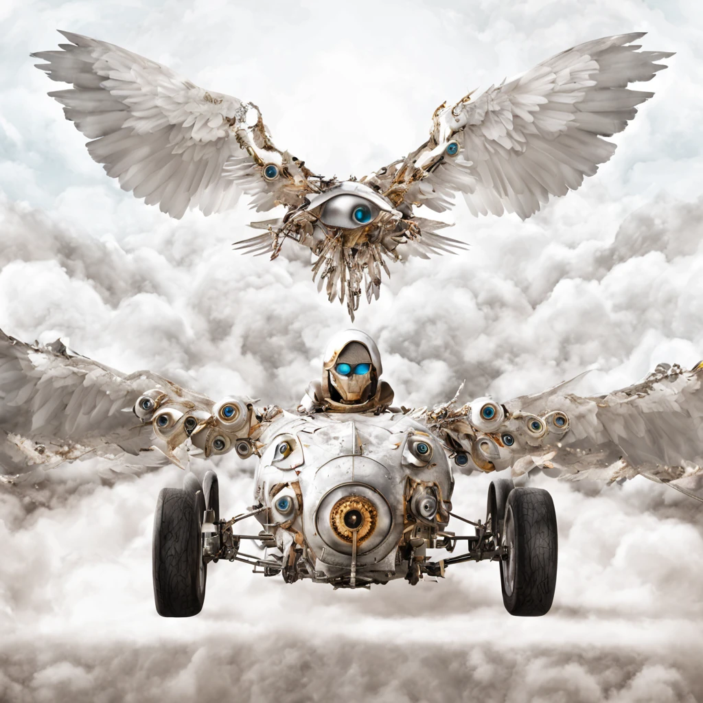 no human, wheels, wings, thousand eyes