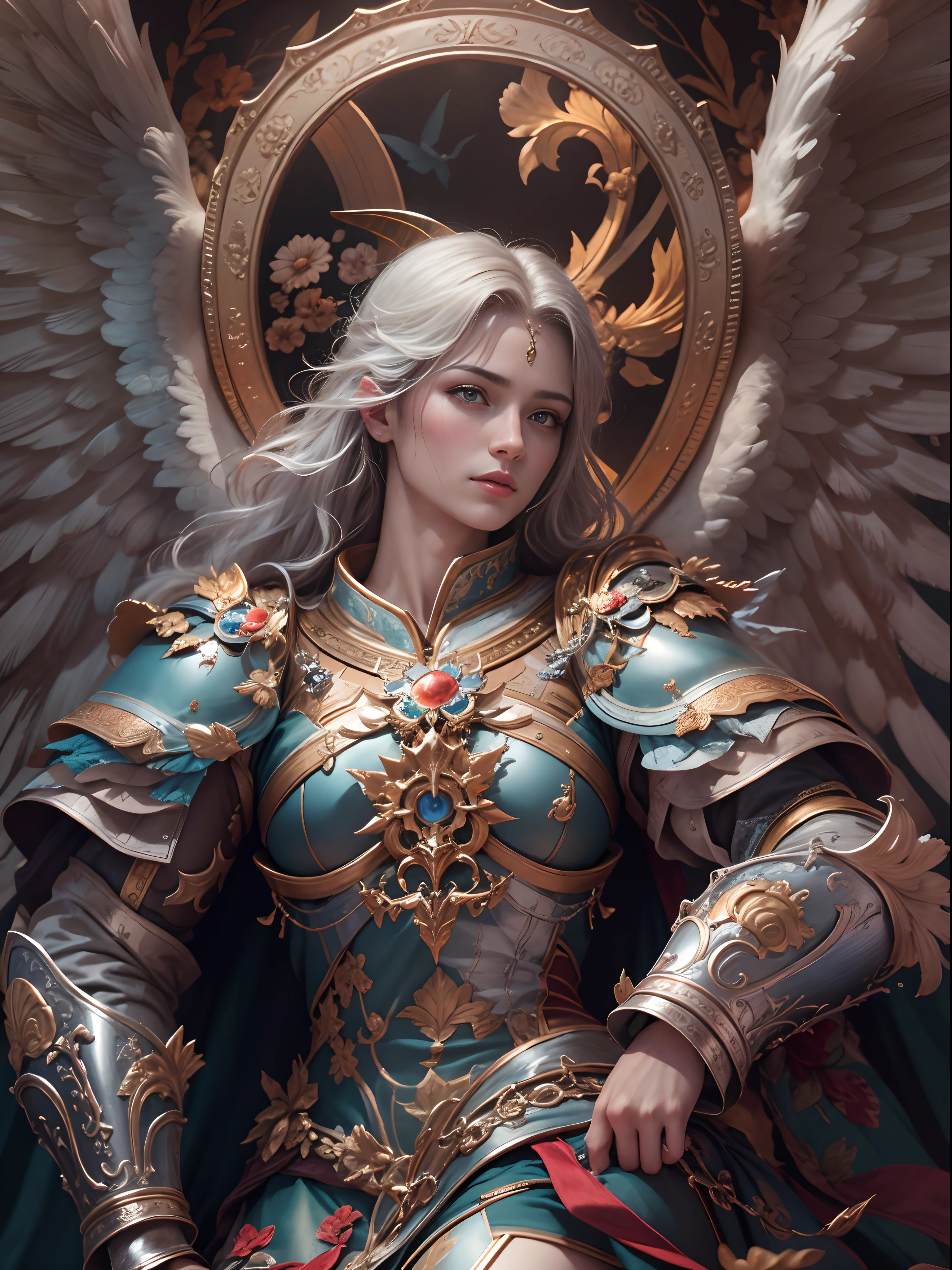 Archangel Michael、The Four Archangels、masutepiece,Best Quality,ultra-detailliert,hight resolution,hight resolution,4K,Portrait in 4K,8K,8K Portrait,Unity 8k壁纸,extremely details CG,Realistic,Raw photo,Real person,a portrait photo of,Photorealistic,Shiny skin,Detailed skin,