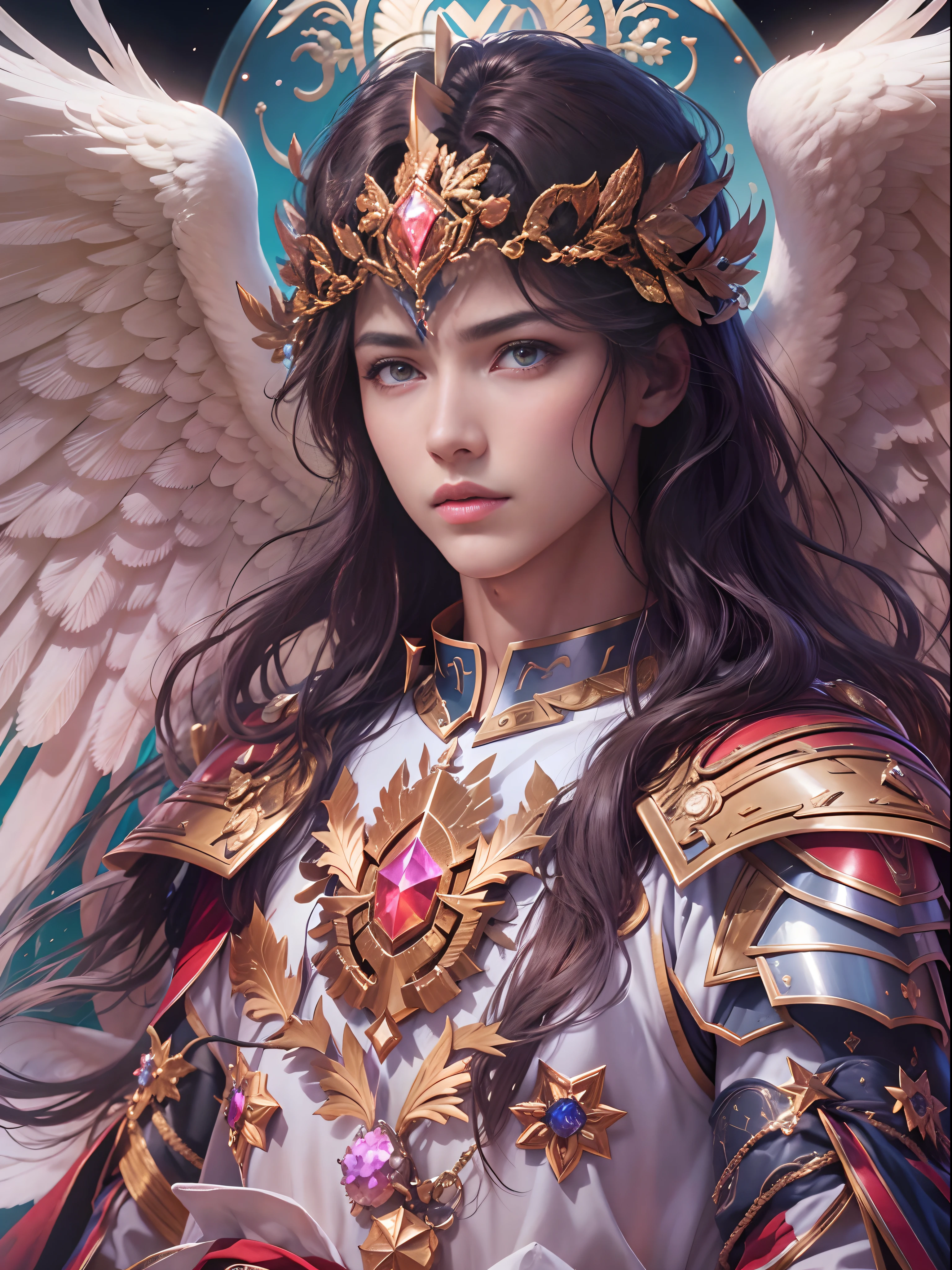 Archangel Michael、The Four Archangels、masutepiece,Best Quality,ultra-detailliert,hight resolution,hight resolution,4K,Portrait in 4K,8K,8K Portrait,Unity 8k壁纸,extremely details CG,Realistic,Raw photo,Real person,a portrait photo of,Photorealistic,Shiny skin,Detailed skin,