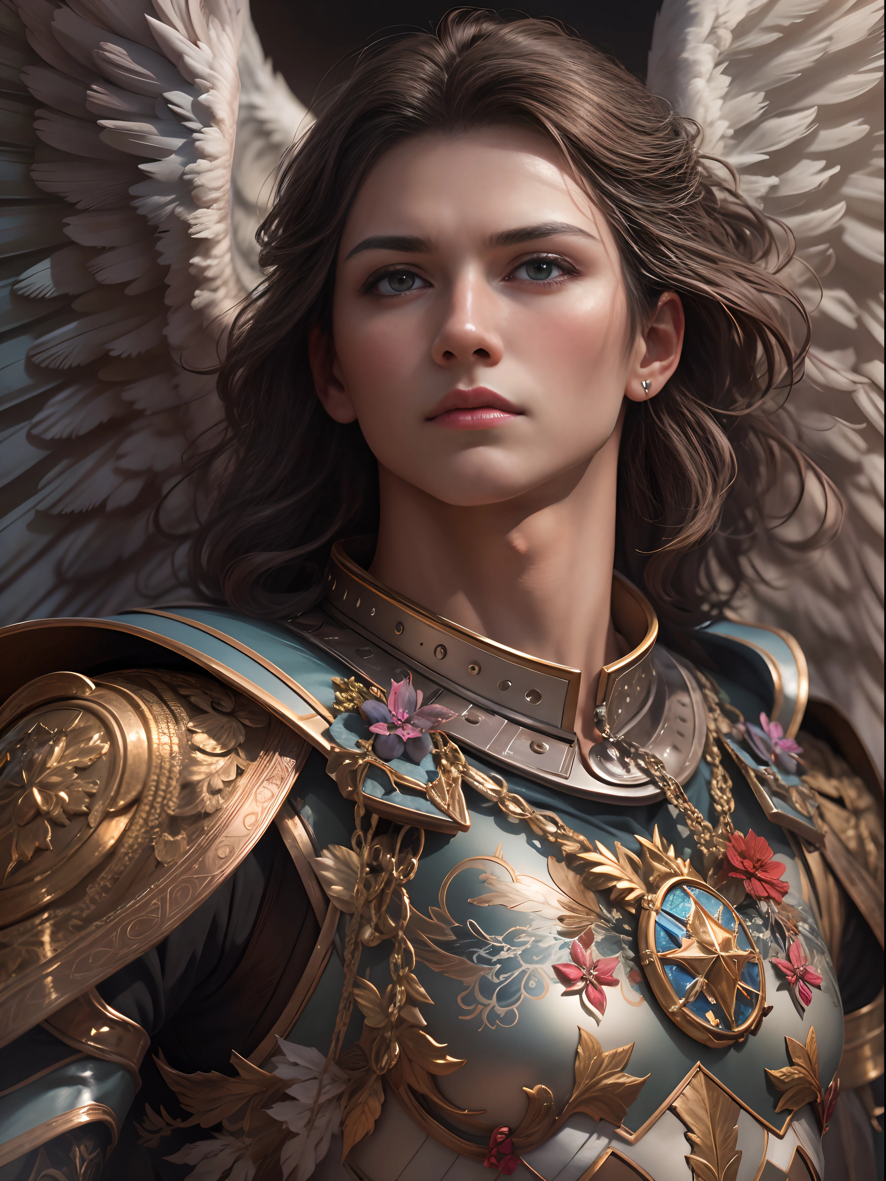 Archangel Michael、The Four Archangels、masutepiece,Best Quality,ultra-detailliert,hight resolution,hight resolution,4K,Portrait in 4K,8K,8K Portrait,Unity 8k壁纸,extremely details CG,Realistic,Raw photo,Real person,a portrait photo of,Photorealistic,Shiny skin,Detailed skin,
