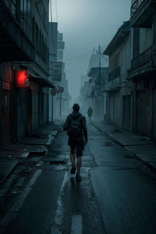 Run-down city，silent hill style，4k