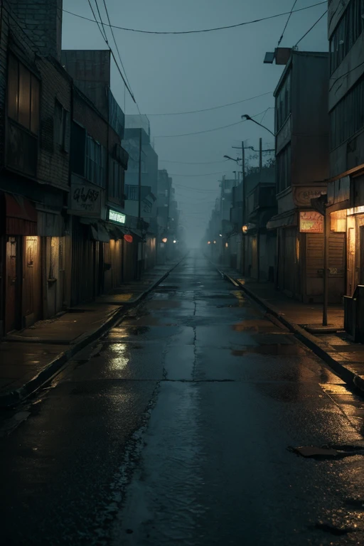 Run-down city，silent hill style，4k