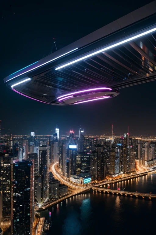 An ultra-modern tech metropolis，Cars flying in the air，deep in the night，punk，4k