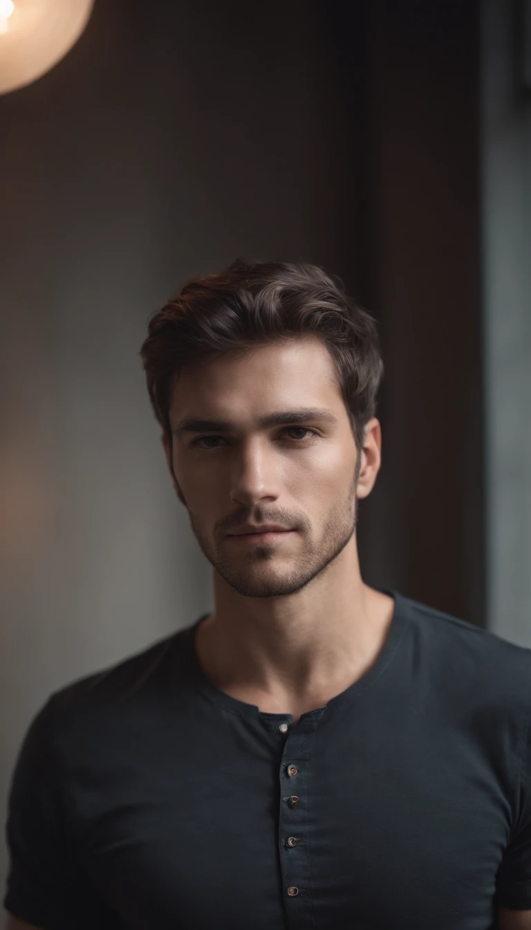 Homem de camisa simples preta casual