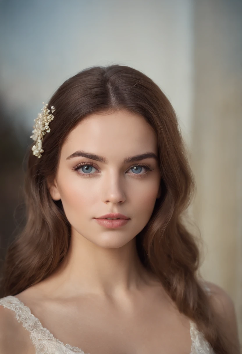 "Retrato de cuerpo entero de una chica encantadora con cabello rizado, small figure, Cara hermosa, Cautivadores ojos azules, and modest bust size, mostrando su belleza natural."