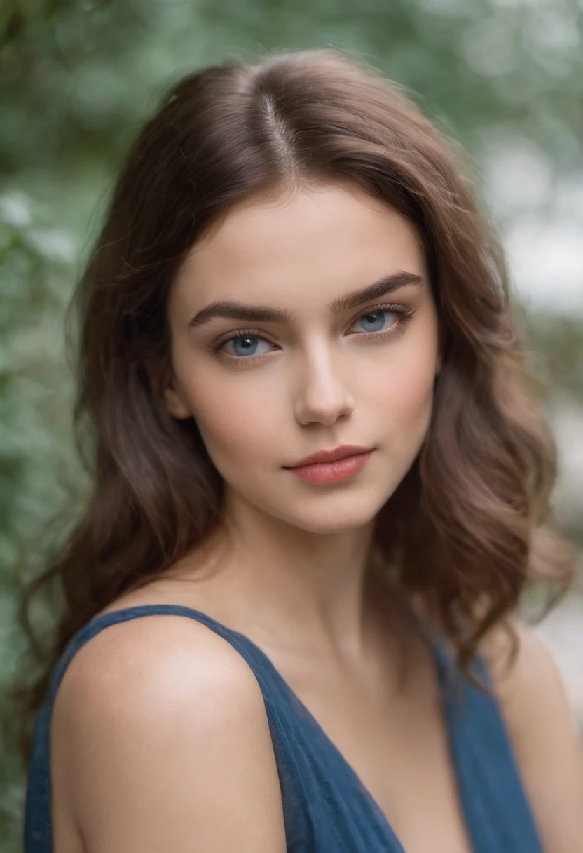 "Retrato de cuerpo entero de una chica encantadora con cabello rizado, small figure, Cara hermosa, Cautivadores ojos azules, and modest bust size, mostrando su belleza natural."
