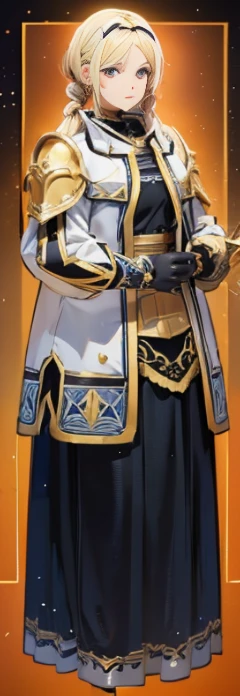 Beautiful paladin girl,Holding a shield,blond hairbl,pigtails,Extremely beautiful,High Balance, Natural light, Lace,black in color,starrysky,Star decoration (Masterpiece, Highest quality),unreal-engine,Standing painting, angle of view,Tulle skirt,ssee-through,Over-the-knee black stockings