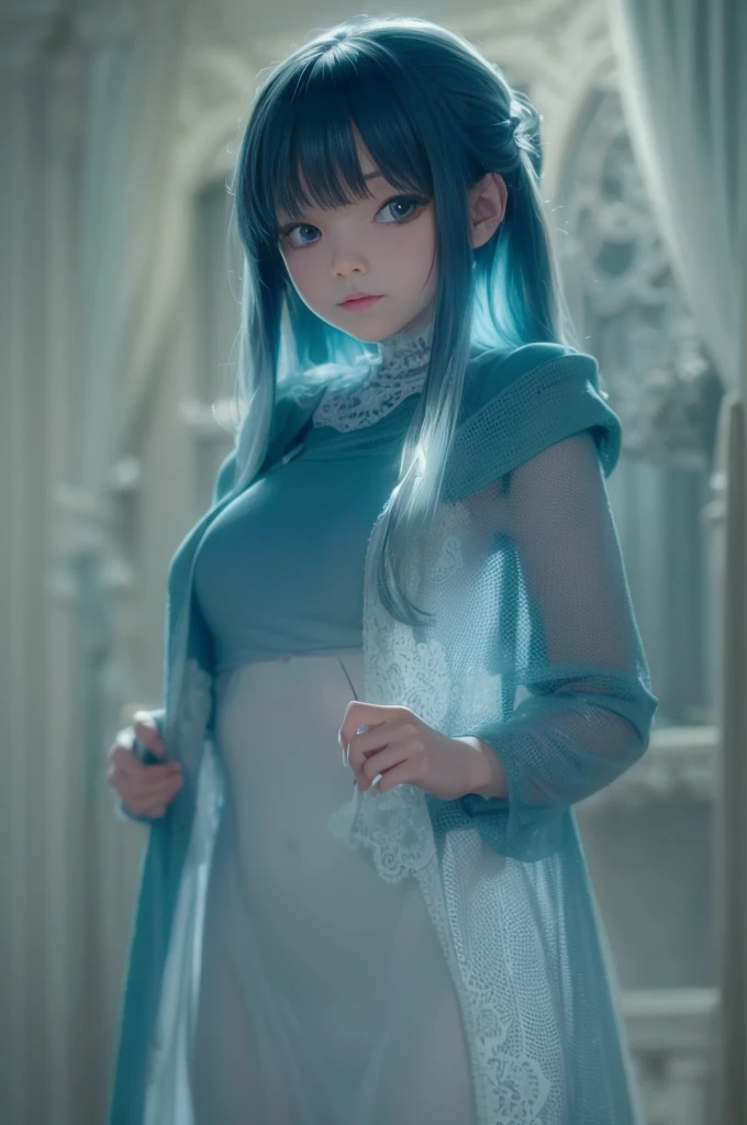 ((Masterpiece, Highest quality)), Detailed face, CharacterDesignSheet， full bodyesbian, Full of details, Multiple poses and expressions, Highly detailed, Depth, Many parts，Beautiful paladin girl，Holding a shield，Extremely beautiful，High Balance, Natural light, Lace，lacepantyhose，starrysky，blue  hair,hentail realism, shadowing,character sheets, reference sheet, Standing painting, 8K, Super detail, 1080p, Women's HD，Slim，femele, 16k, A high resolution, Best quality, High quality, Anatomically correct, Masterpiece, ccurate, hyper HD，As graceful as a swan，unreal-engine， Ghibli-like colors,   anime,  Standing painting, angle of view,Yarn skirt，ssee-through