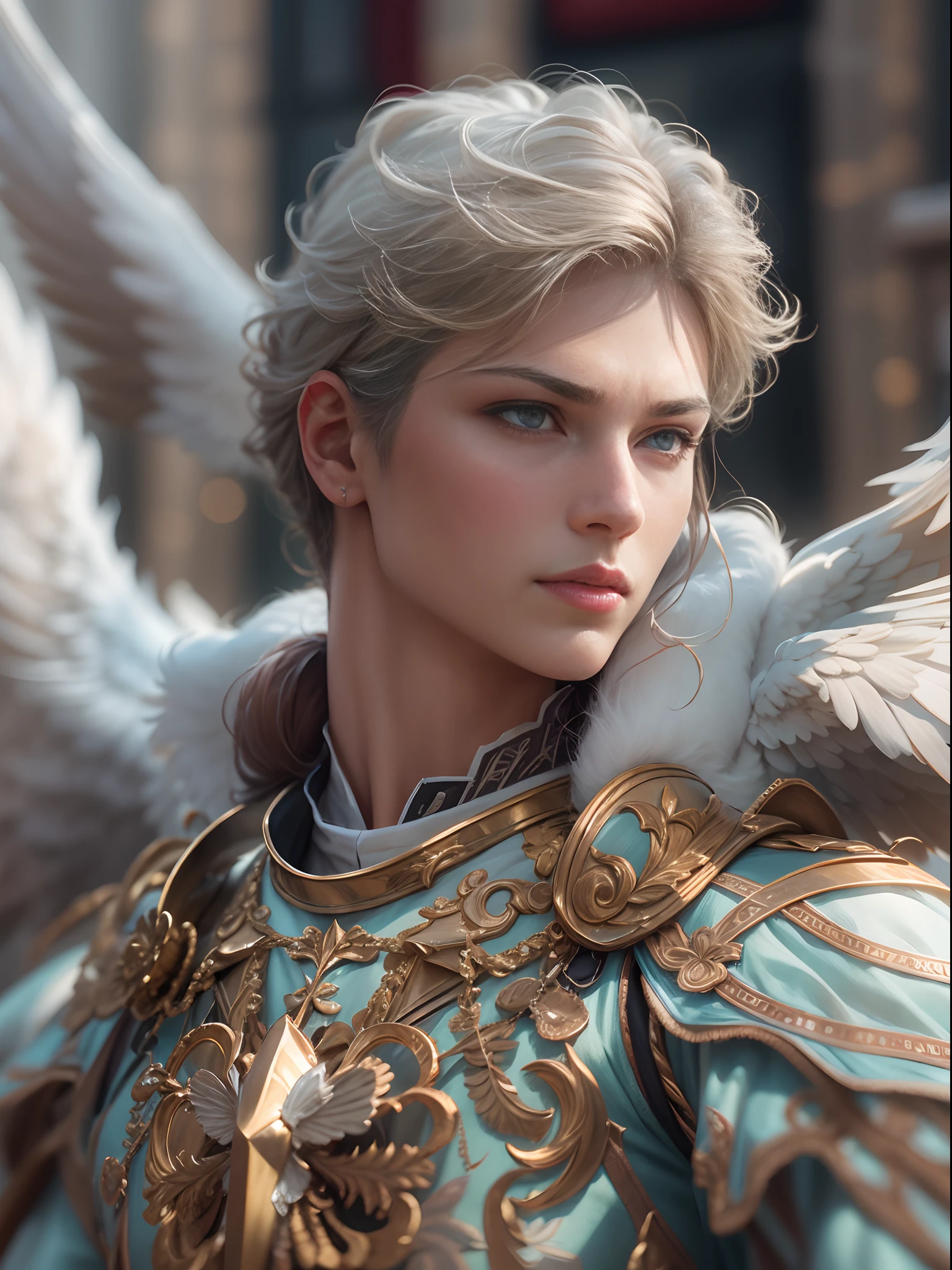 Archangel Michael、The Four Archangels、masutepiece,Best Quality,ultra-detailliert,hight resolution,hight resolution,4K,Portrait in 4K,8K,8K Portrait,Unity 8k壁纸,extremely details CG,Realistic,Raw photo,Real person,a portrait photo of,Photorealistic,Shiny skin,Detailed skin,