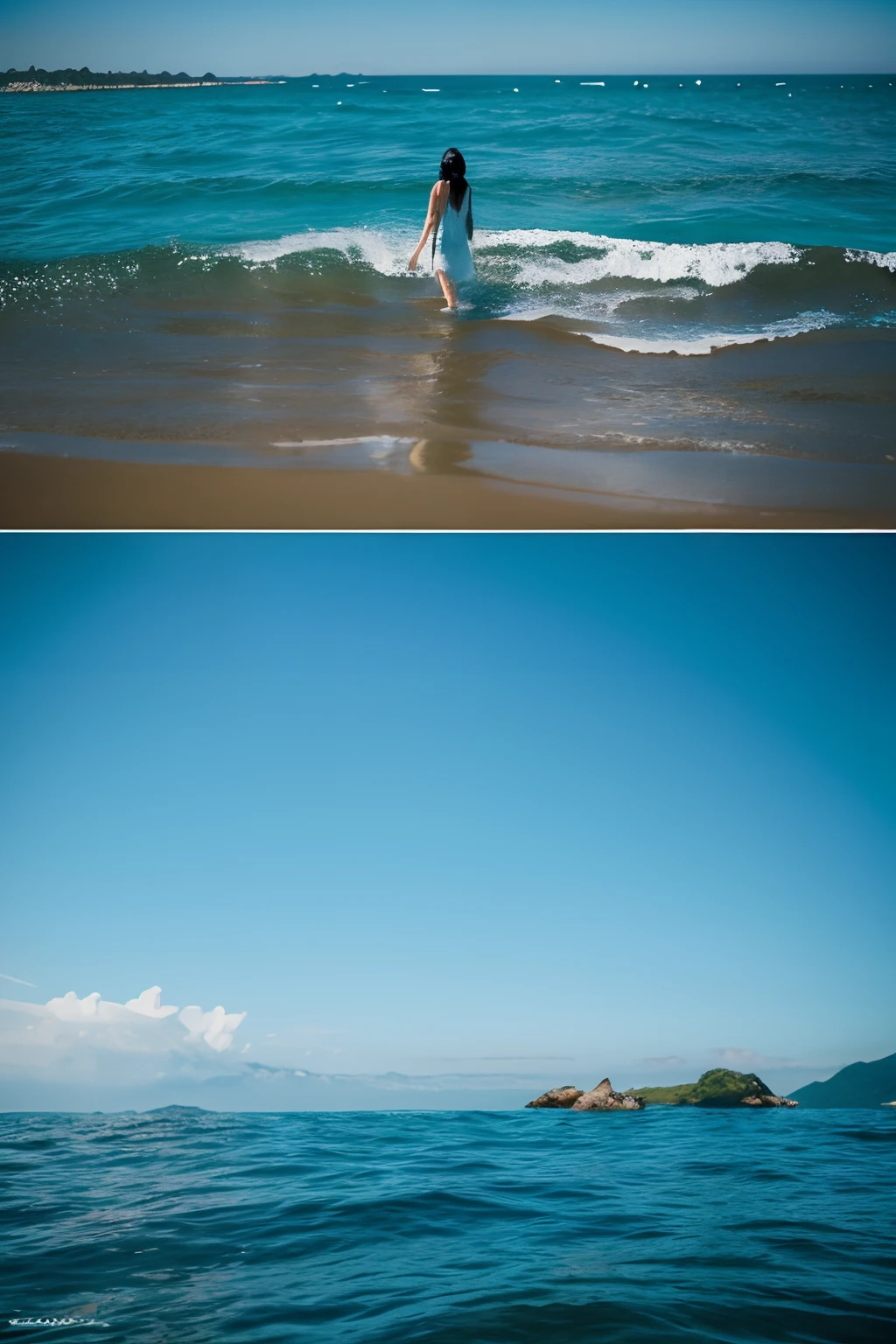 The background is the sea
